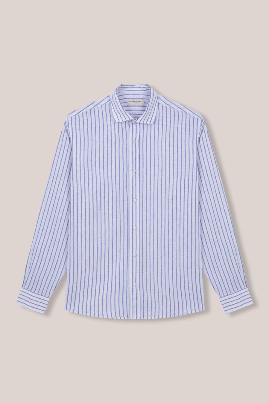 Camisa de Lino - Blanca Rayas Azules - Fernando de Cárcer