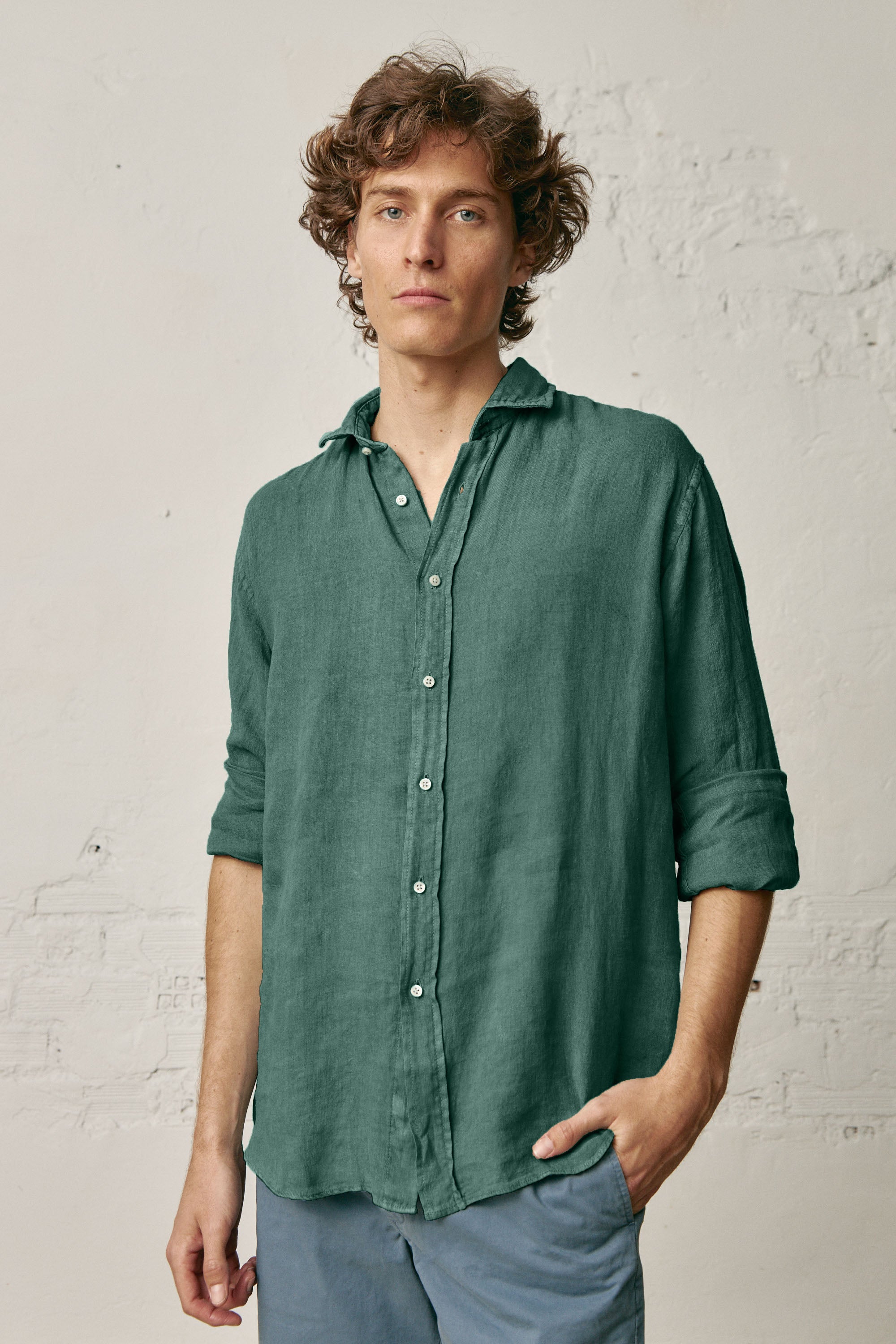 Camisa de Lino - Verde Petróleo - Fernando de Cárcer