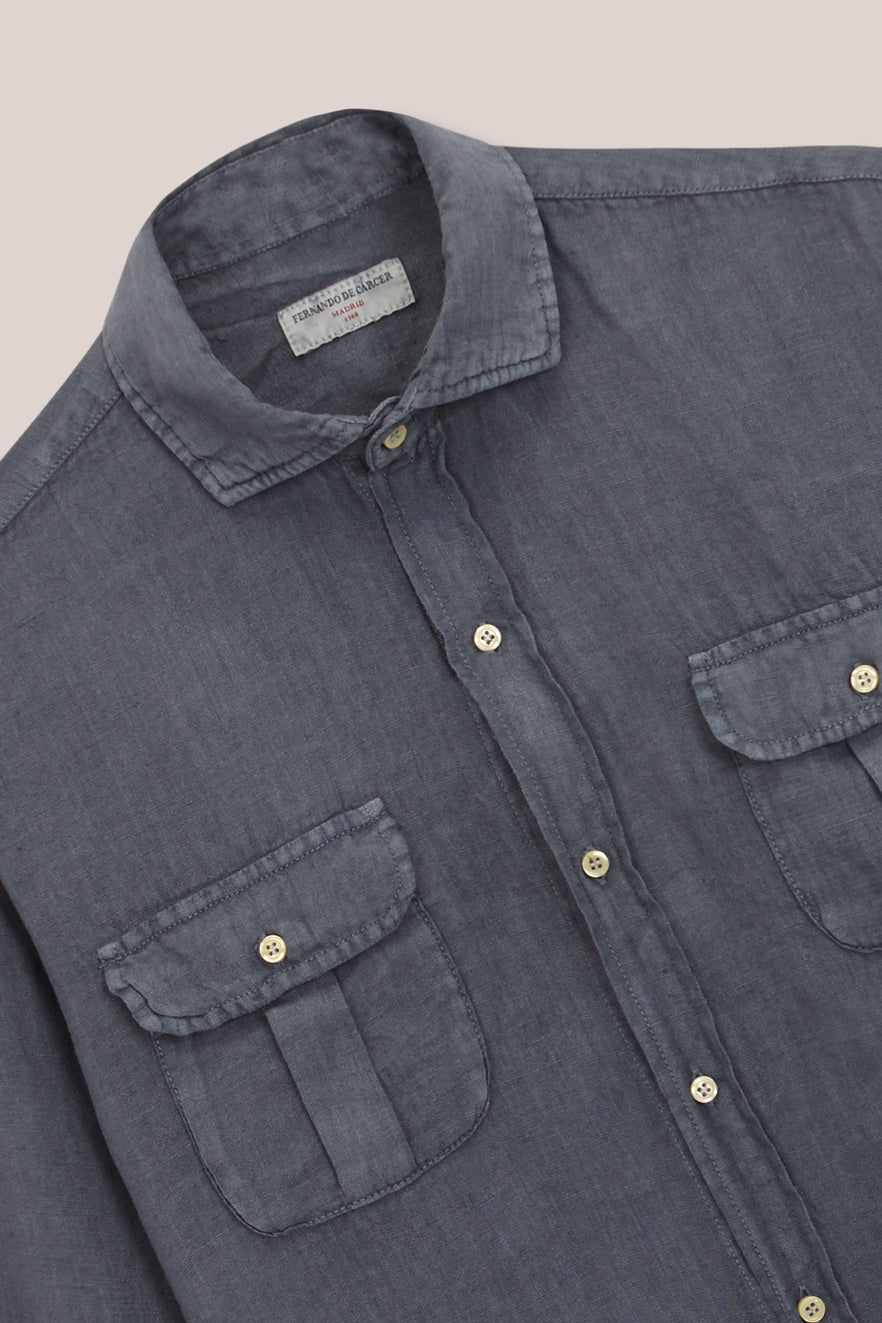 Camisa de Lino Dos Bolsillos - Plomo - Fernando de Cárcer