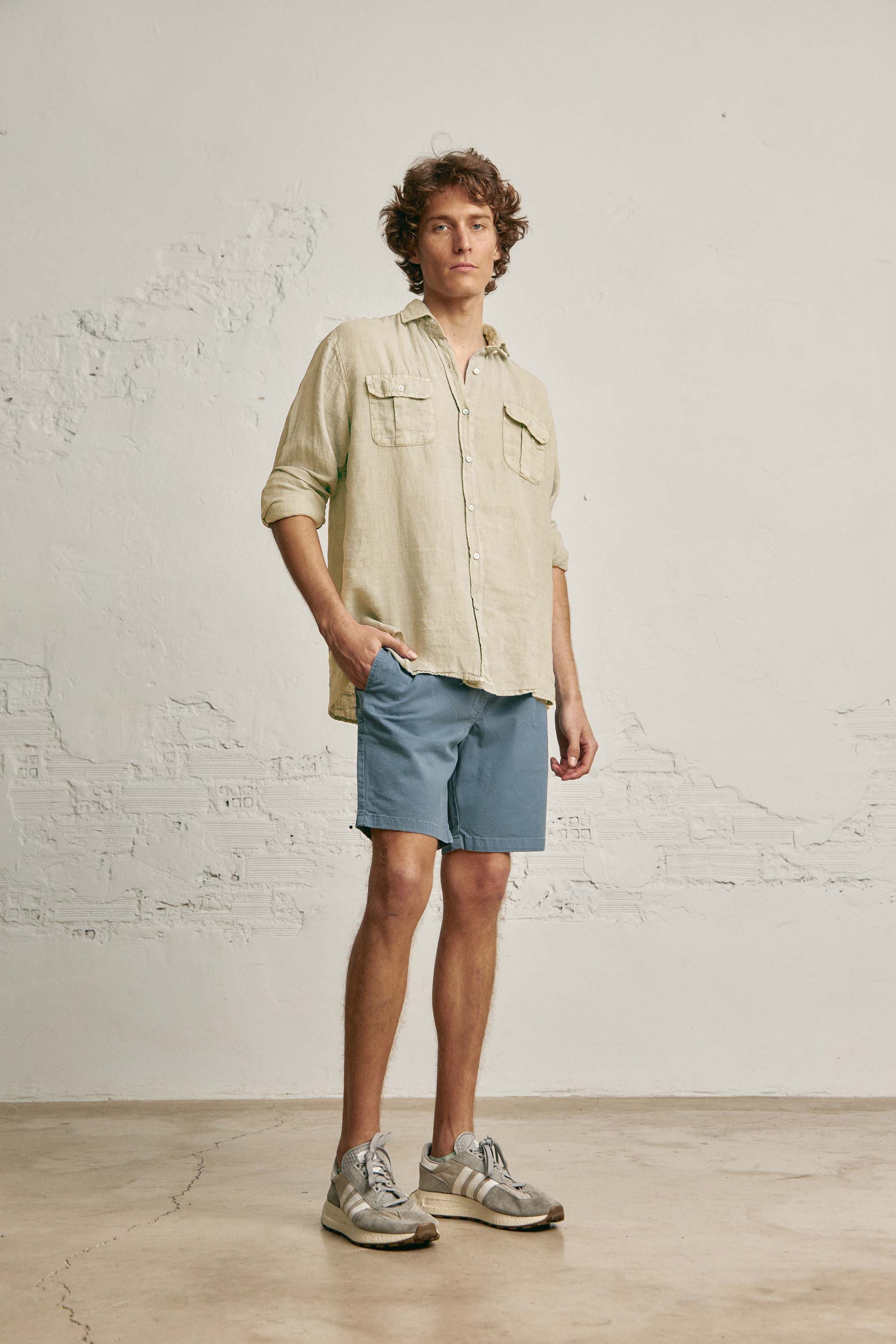 Camisa de Lino Dos Bolsillos - Camel - Fernando de Cárcer