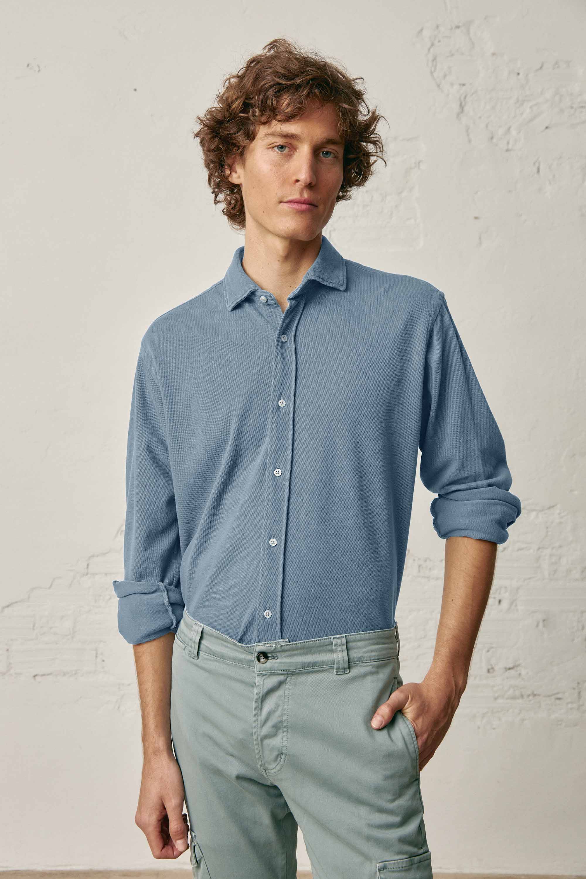 Camisa de Piqué - Azul Grisáceo - Fernando de Cárcer