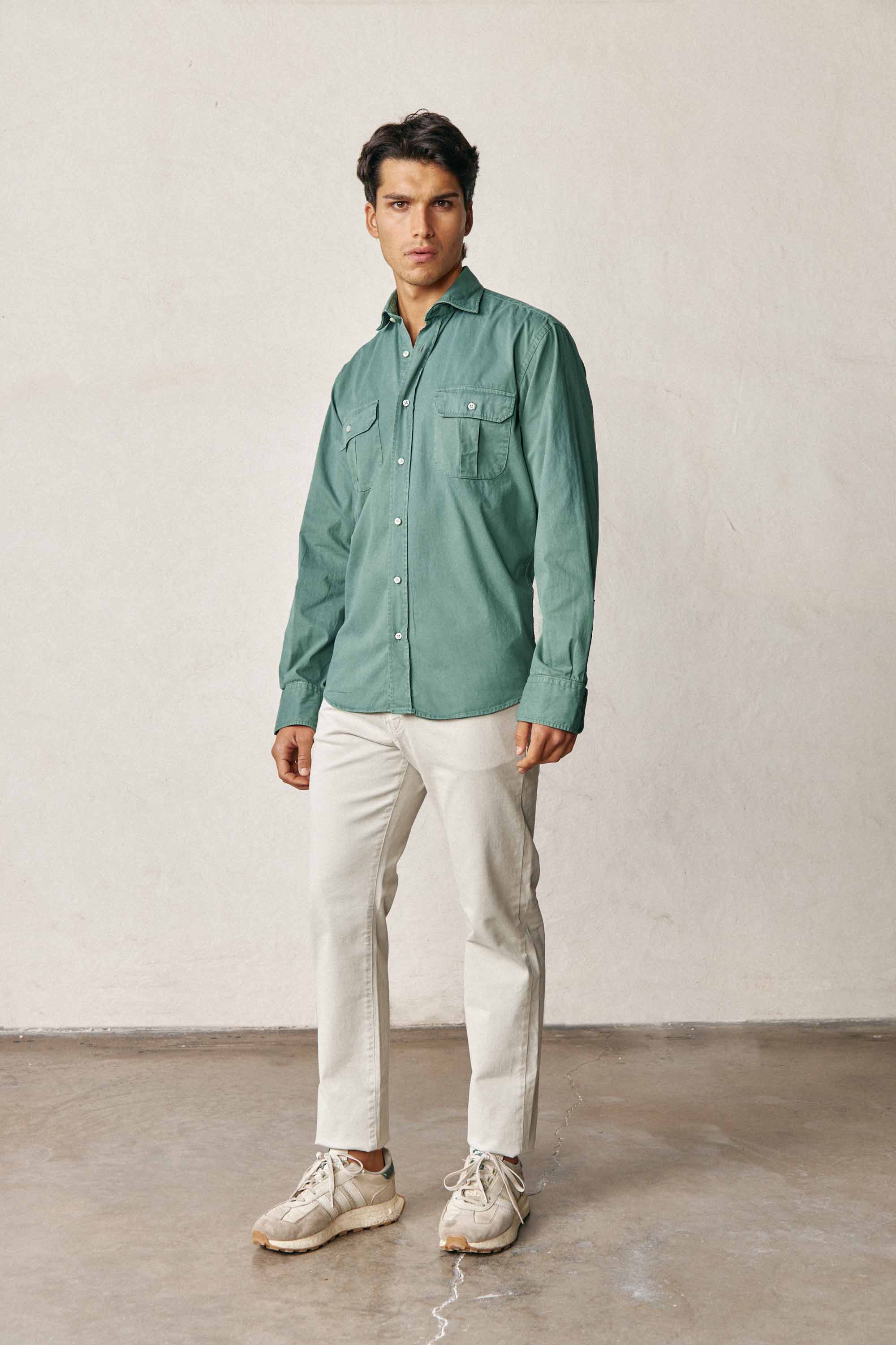 Camisa De Popelín Dos Bolsillos - Verde Botella - Fernando de Cárcer