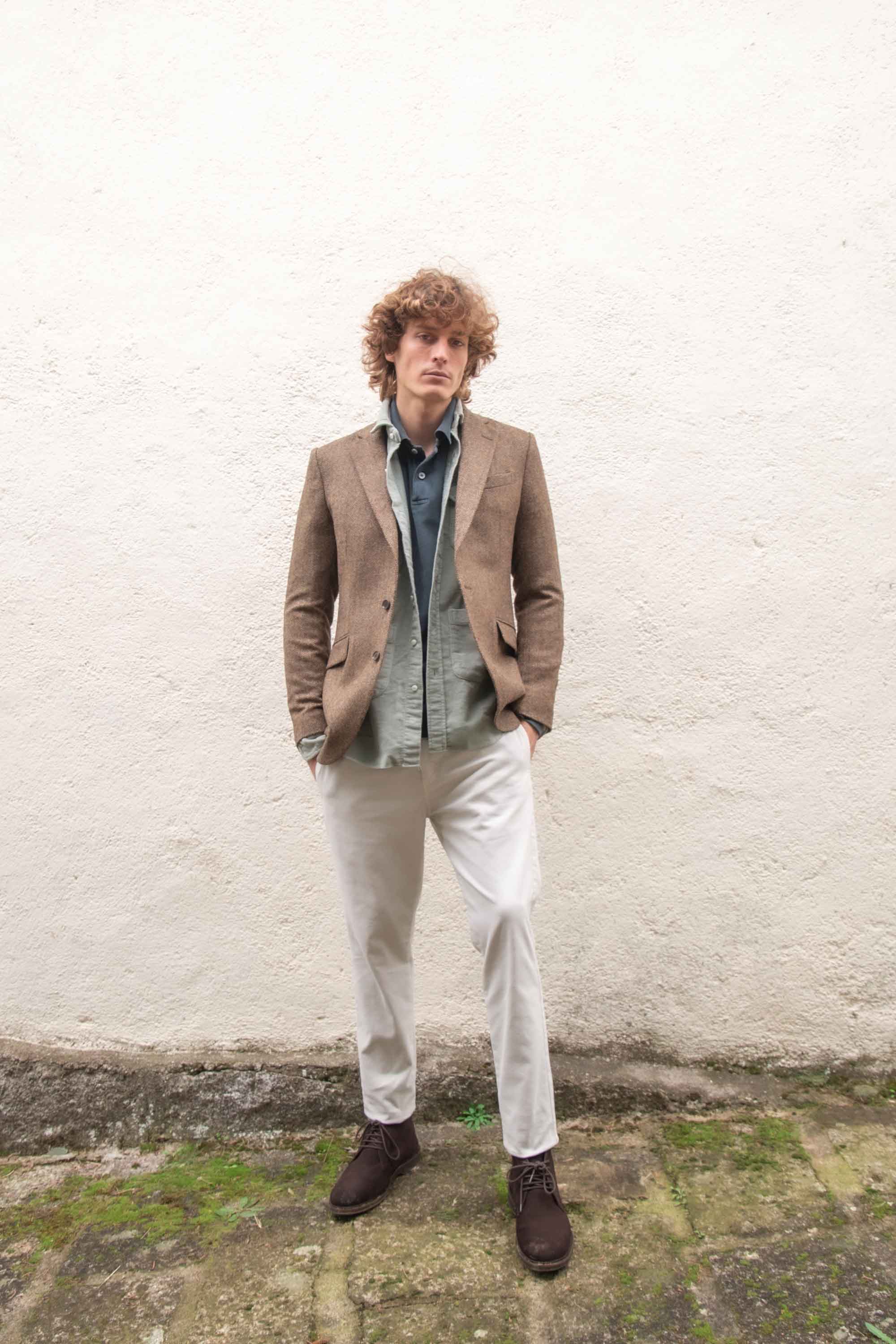 Camisa de Velvetón Cuatro Bolsillos - Verde Lavado