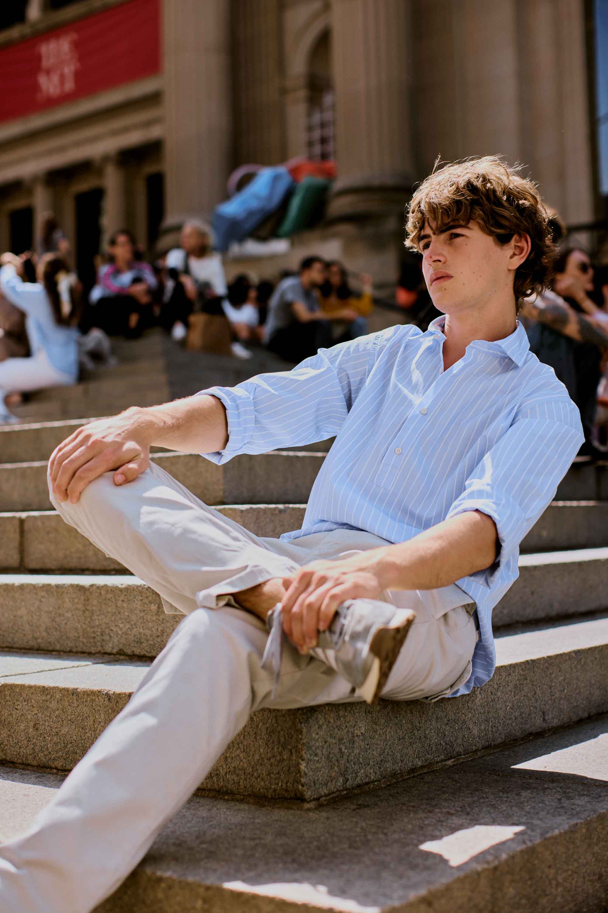 Polera de Algodón - Rayas Azul y Blanco - Fernando de Cárcer