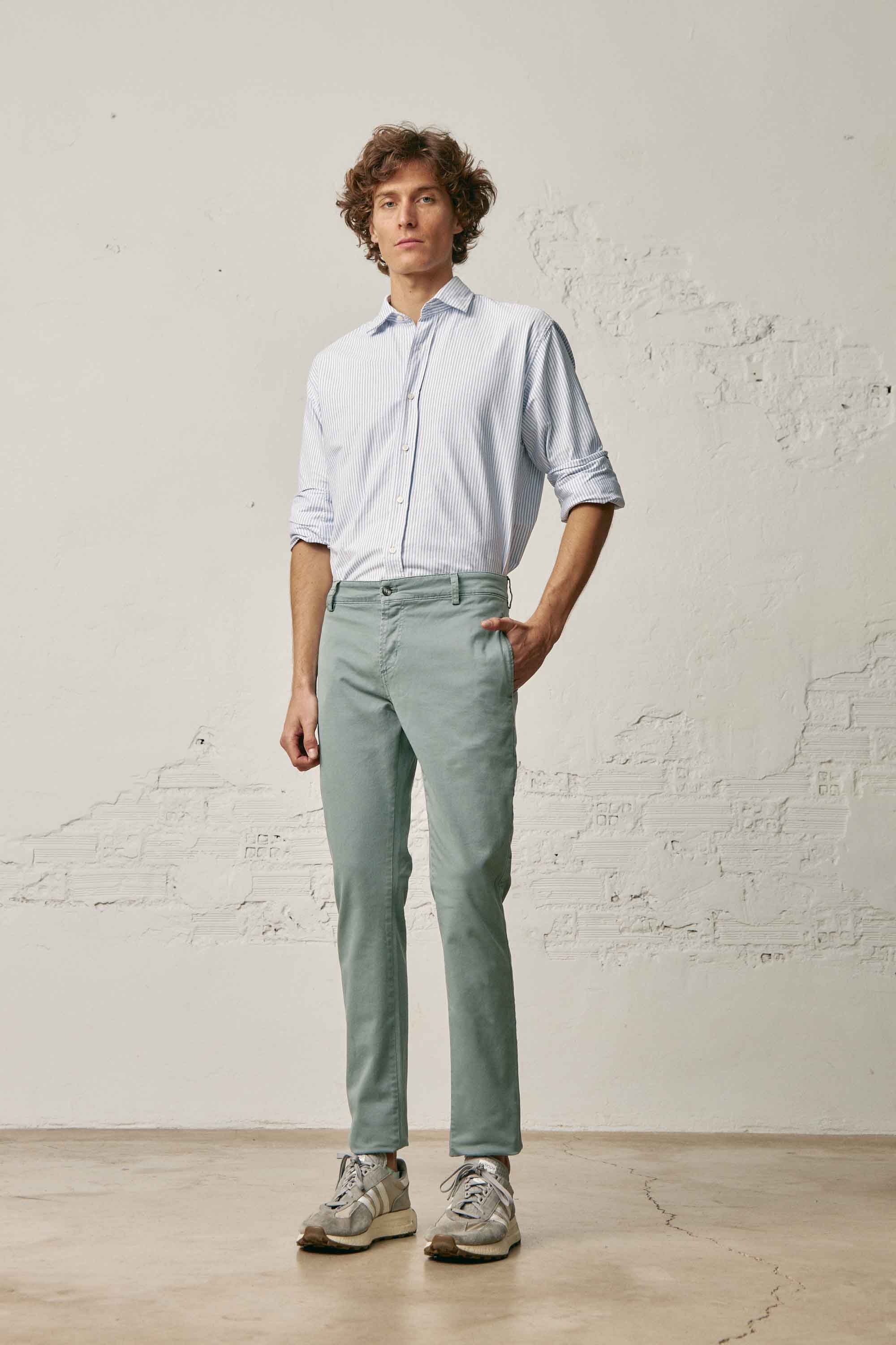 Camisa de Algodón - Oxford Rayas Azul y Blancas