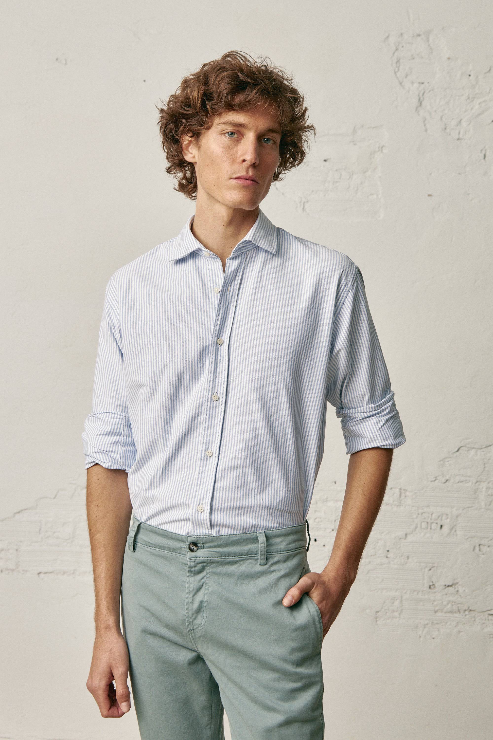 Camisa de Algodón - Rayas Azules y Blancas - Fernando de Cárcer