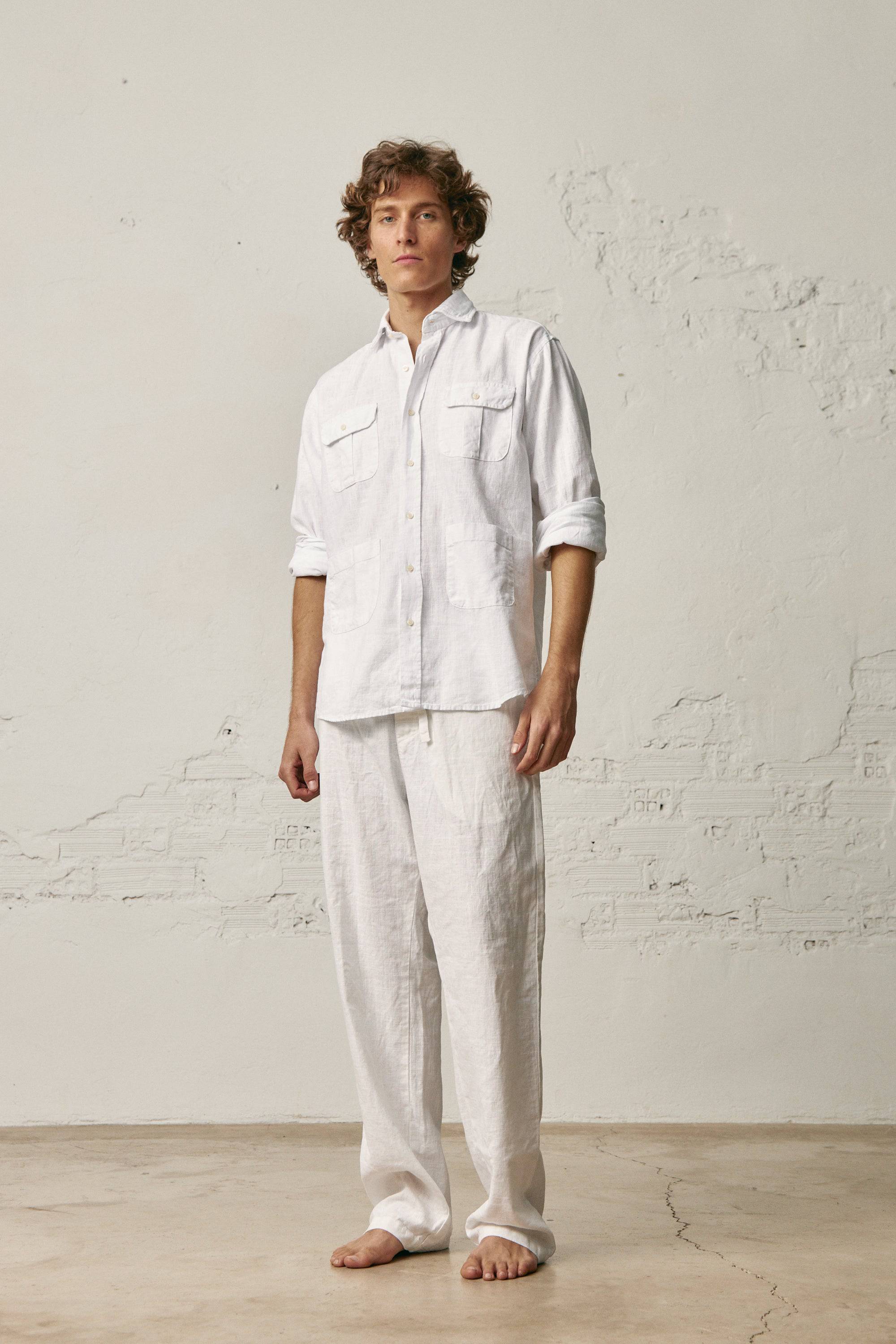 Pantalón Largo Lino - Blanco - Fernando de Cárcer