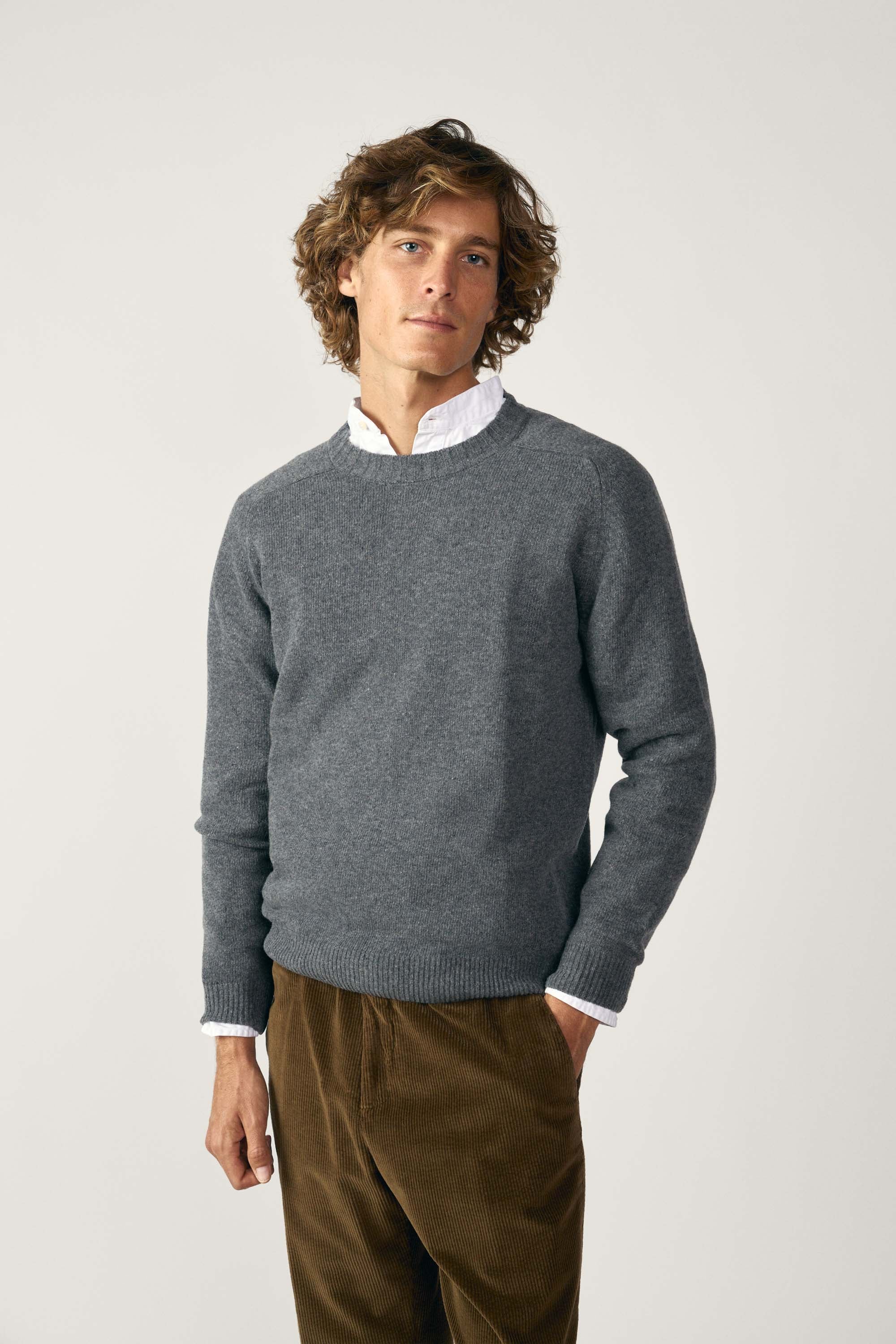 Jersey Cuello Redondo Lambswool - Gris Oscuro