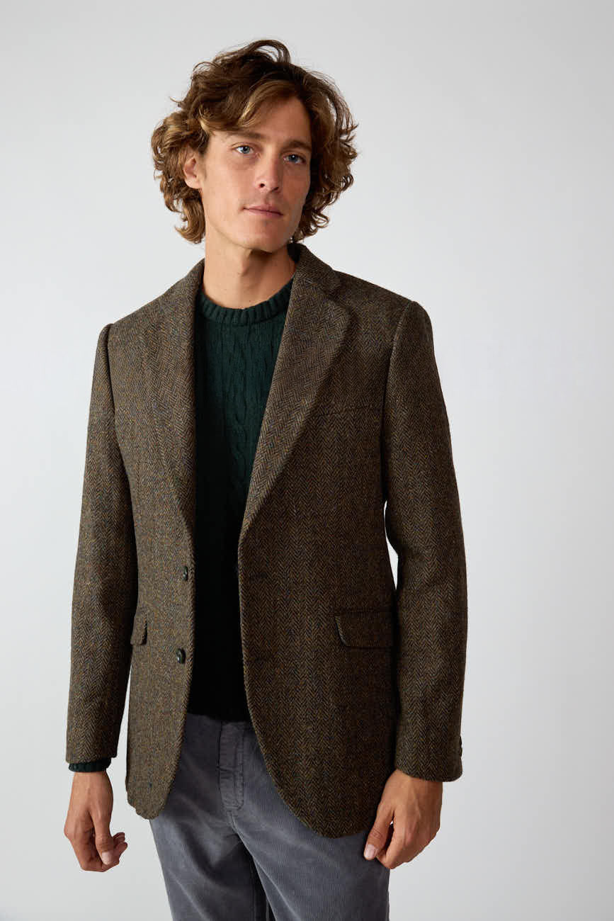 <tc>Blazer</tc> Tweed - Brown Herringbone