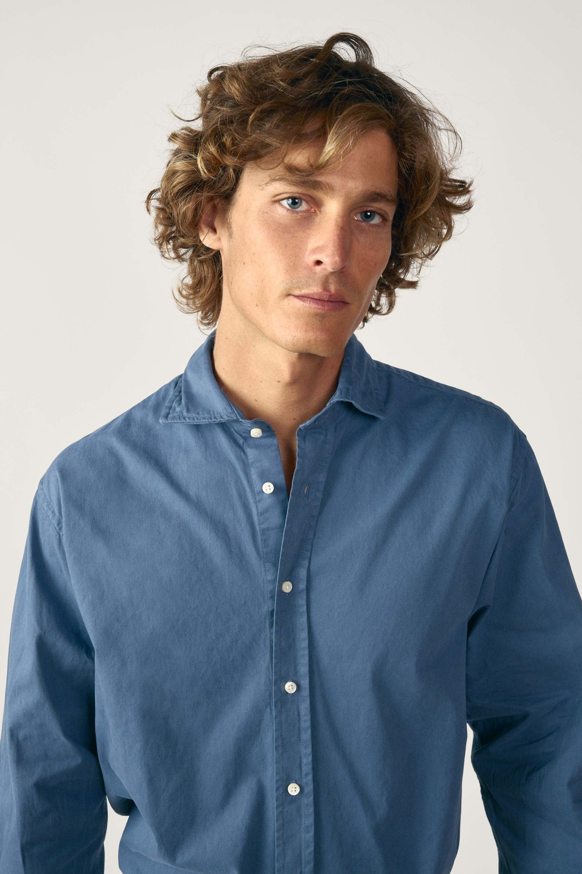 Camisa De Popelín - Azul