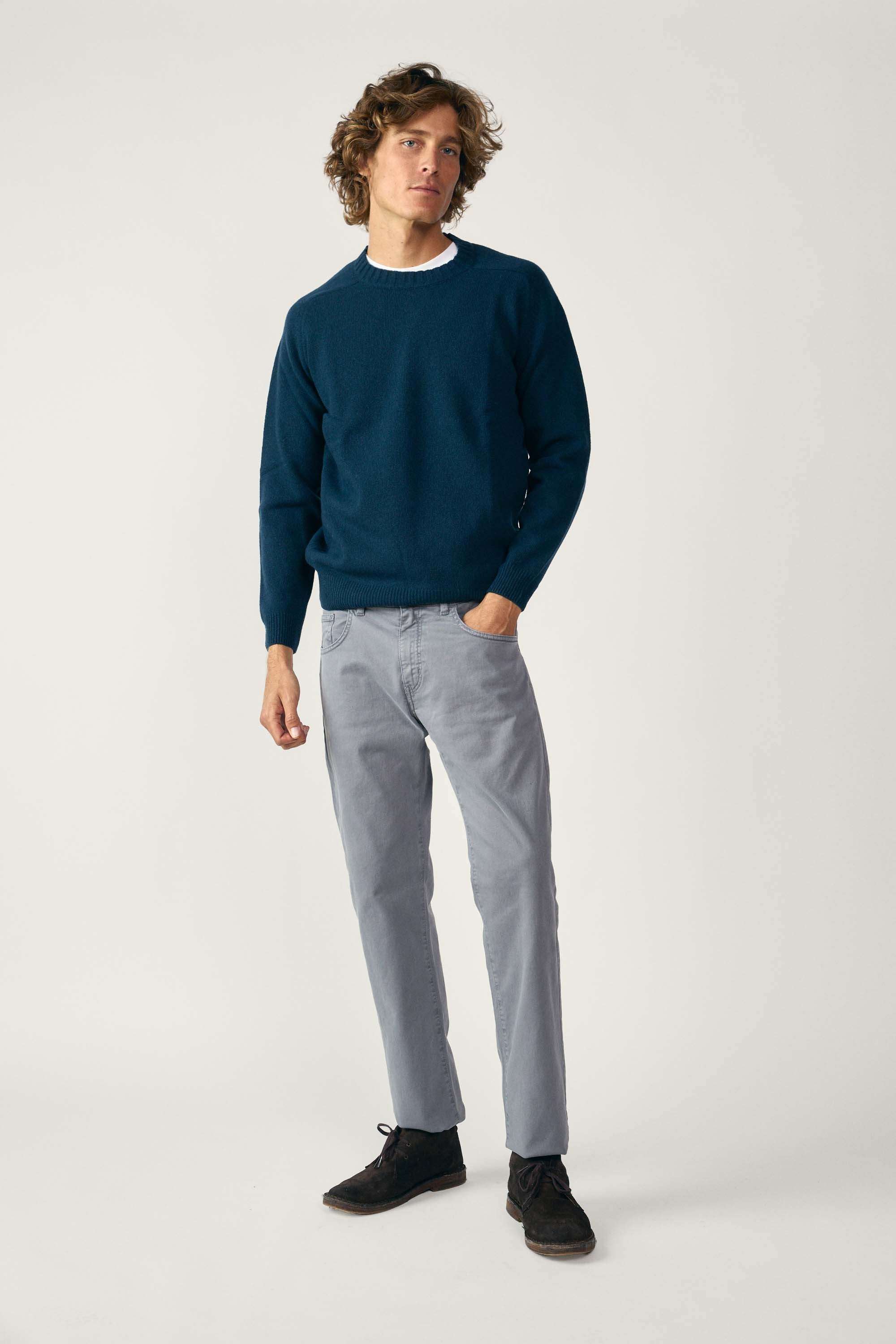 Jersey Cuello Redondo Lambswool - Azul Petróleo