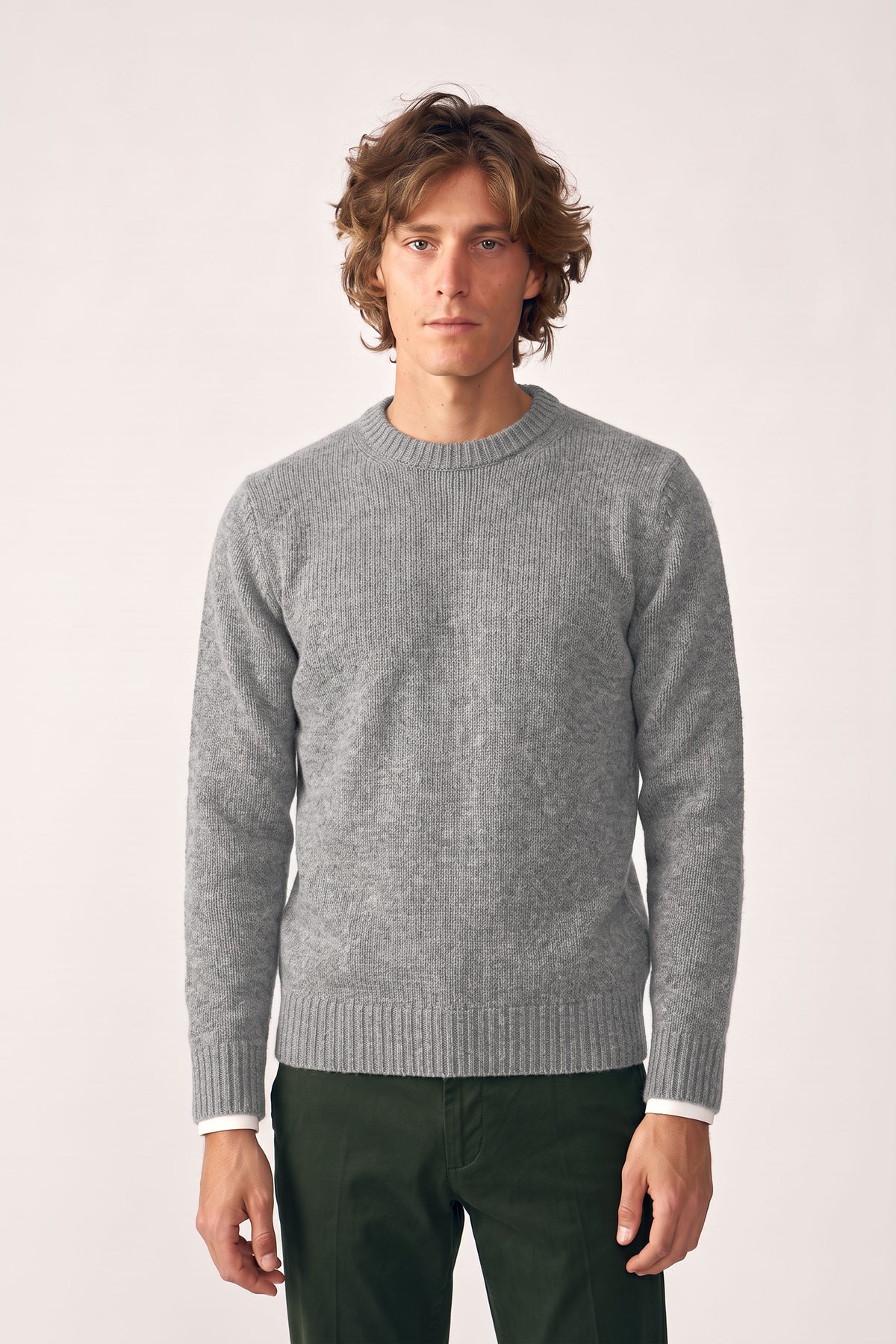 Jersey Cuello Redondo Lambswool - Gris Claro