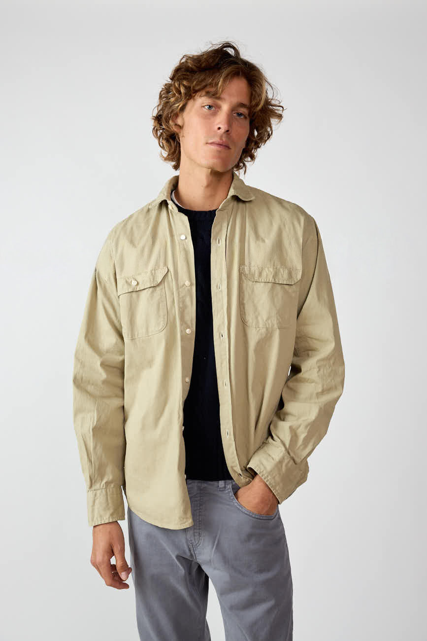 Camisa de Popelín Dos Bolsillos - Beige Tostado
