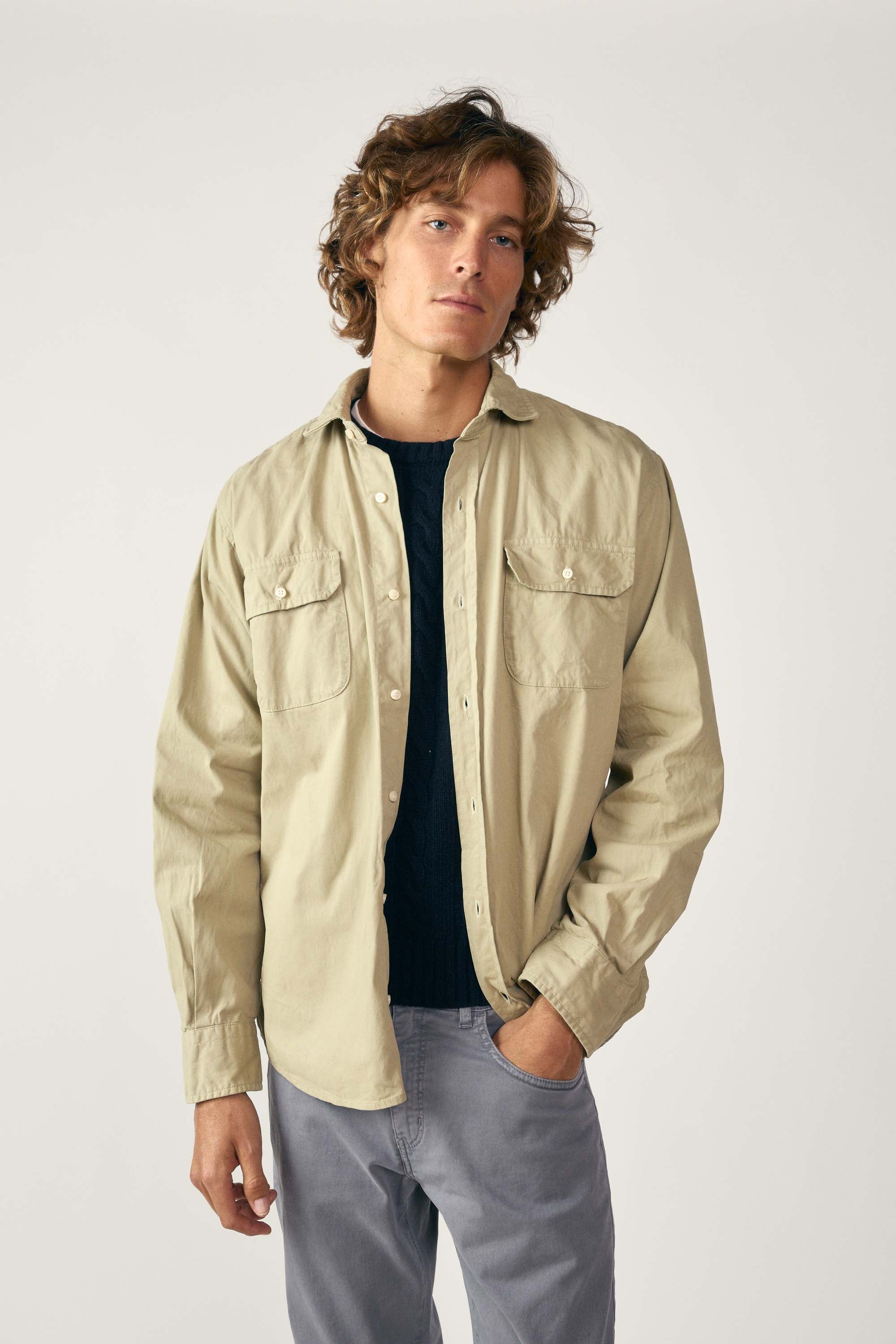 Camisa de Popelín Dos Bolsillos - Beige Tostado