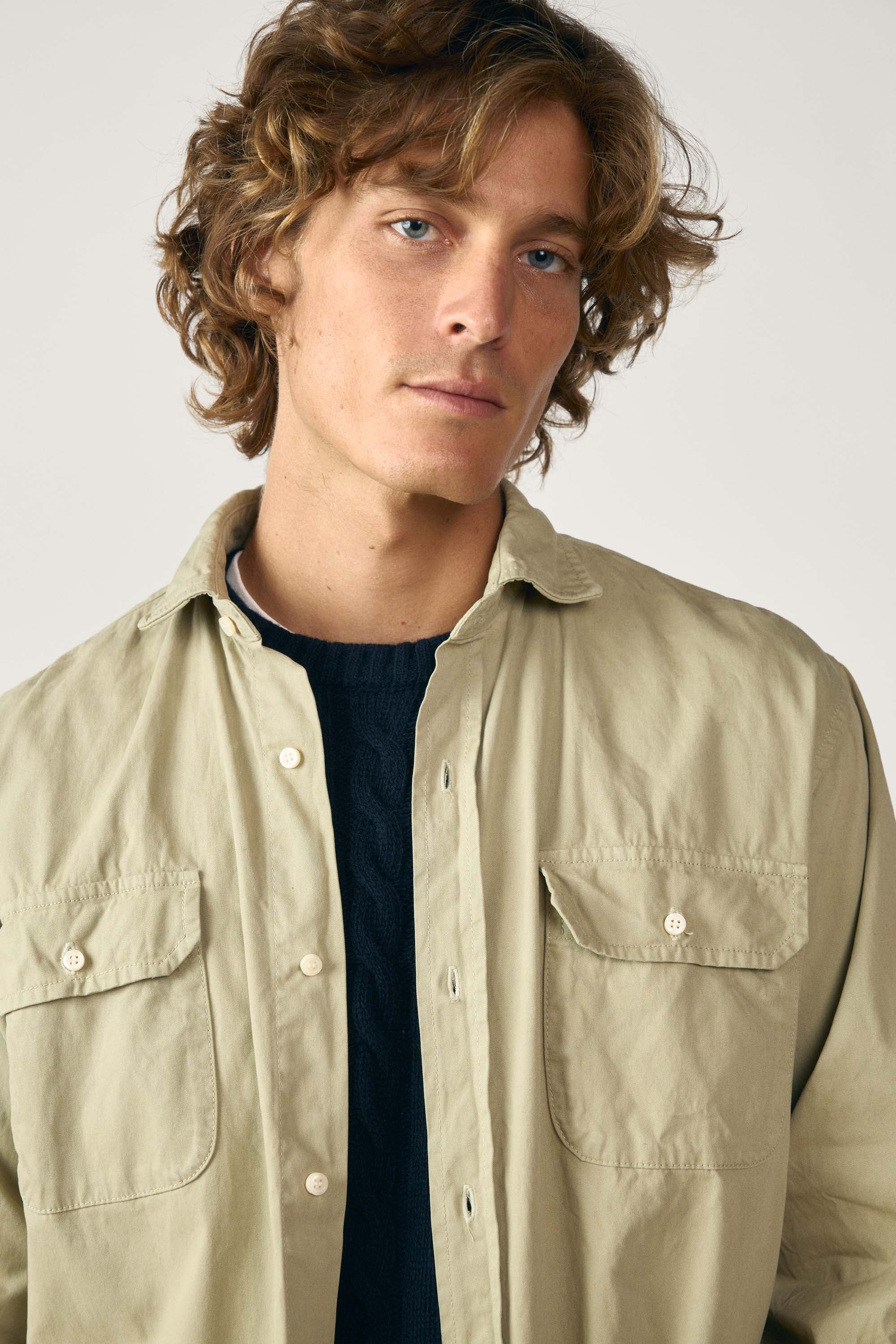 Camisa de Popelín Dos Bolsillos - Beige Tostado