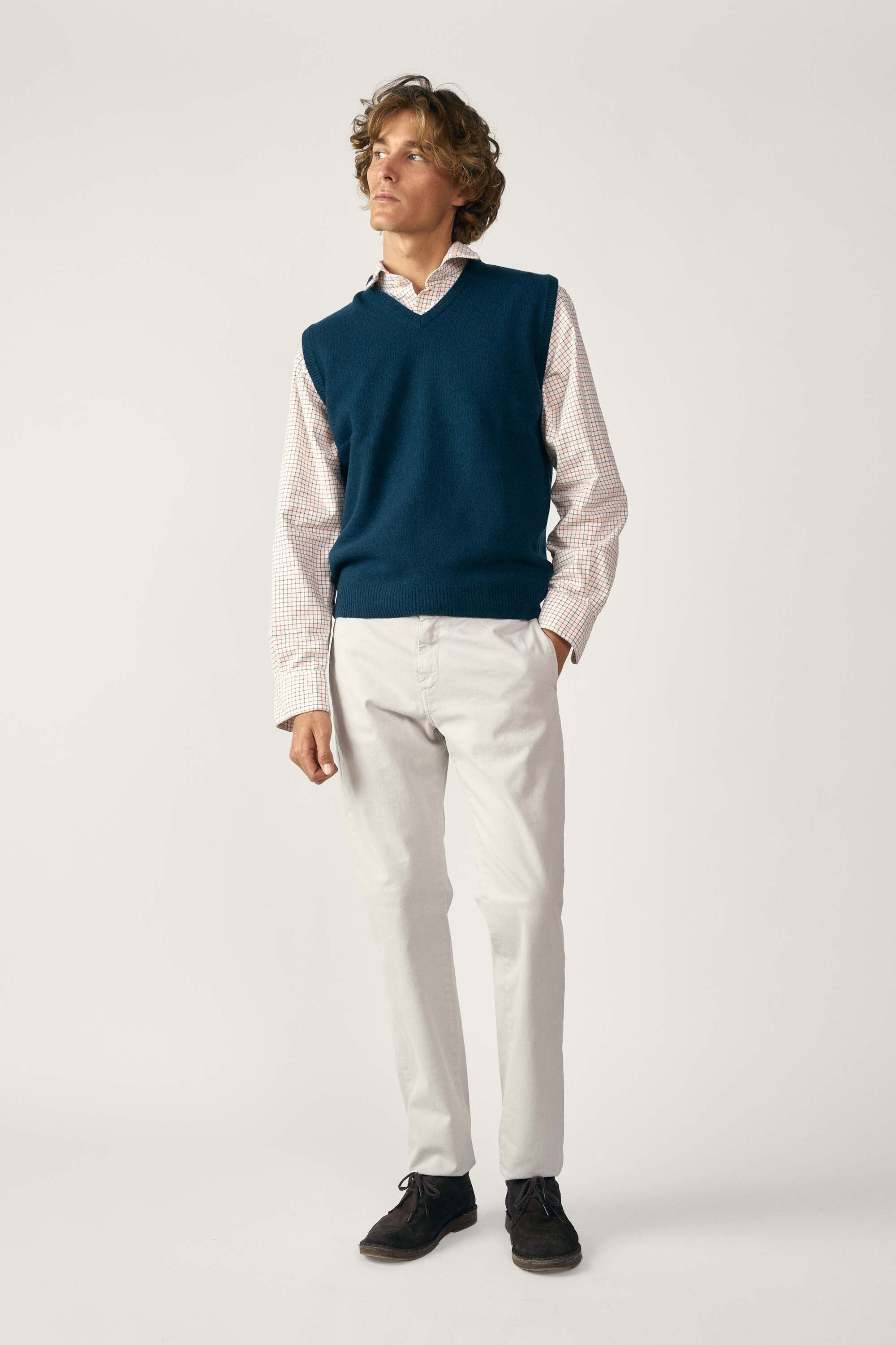 <tc>Wool</tc> Vest - Petrol Blue
