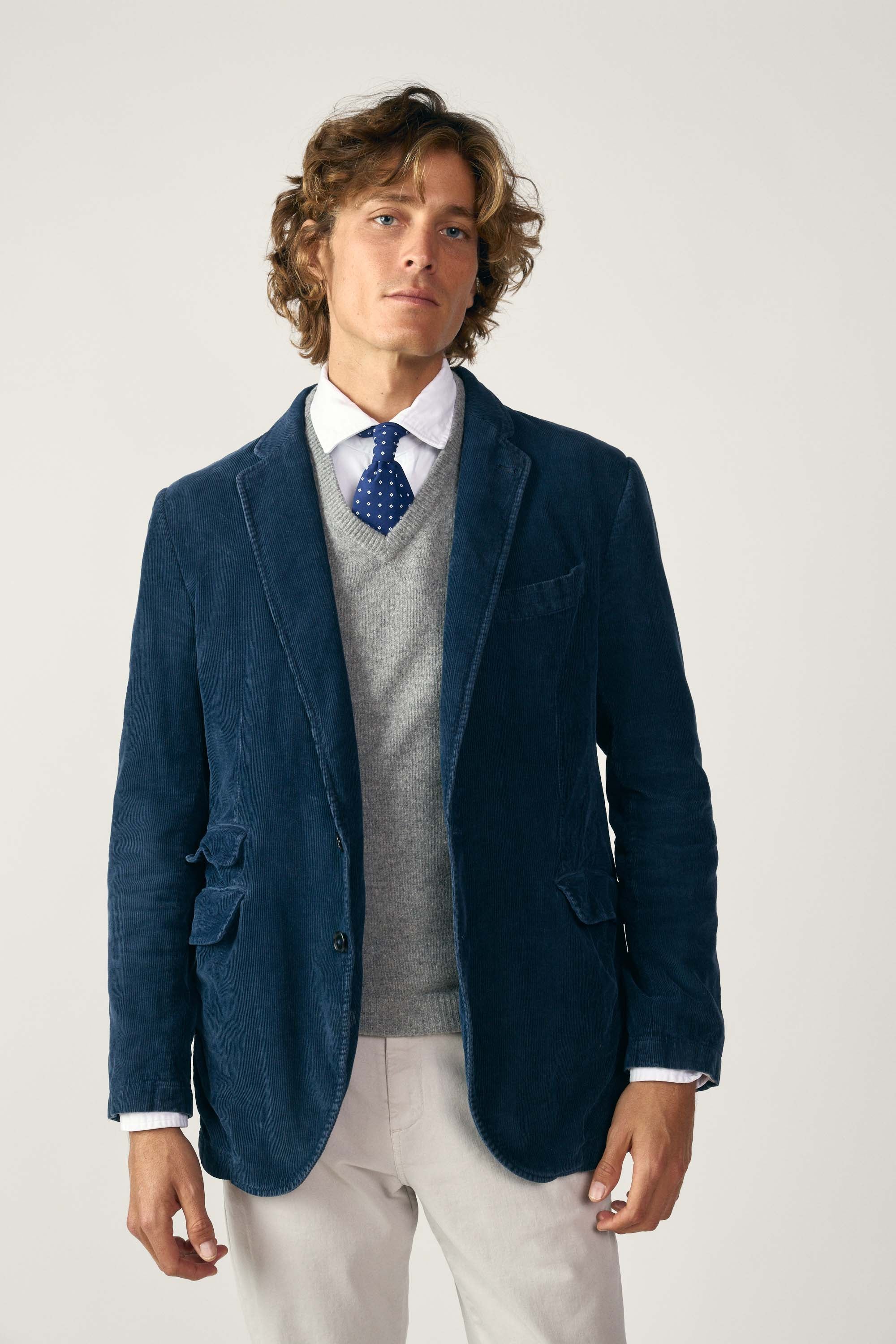<tc>Blazer</tc> of <tc>11-Wales Corduroy</tc> - Navy Blue