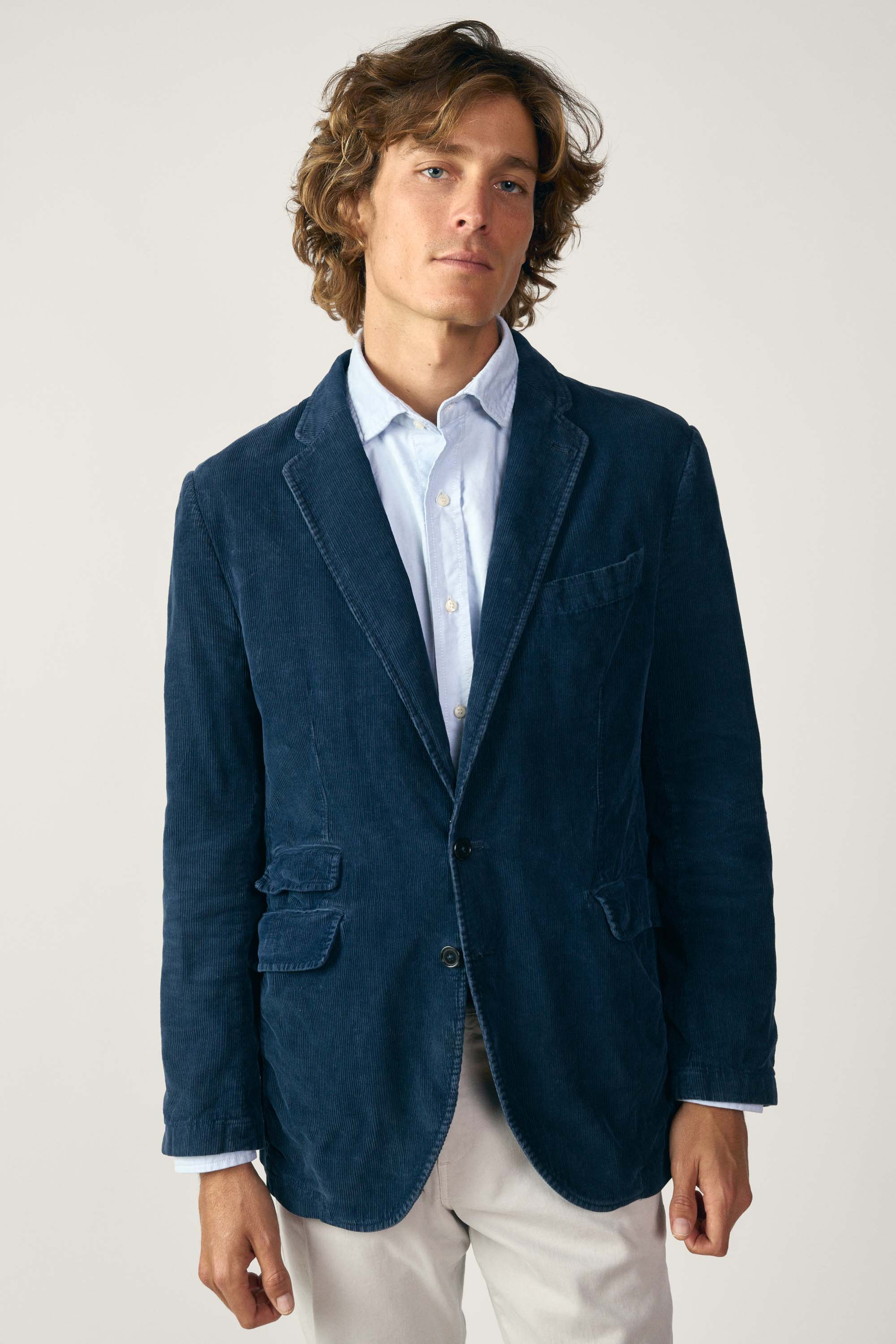 <tc>Blazer</tc> of <tc>11-Wales Corduroy</tc> - Navy Blue
