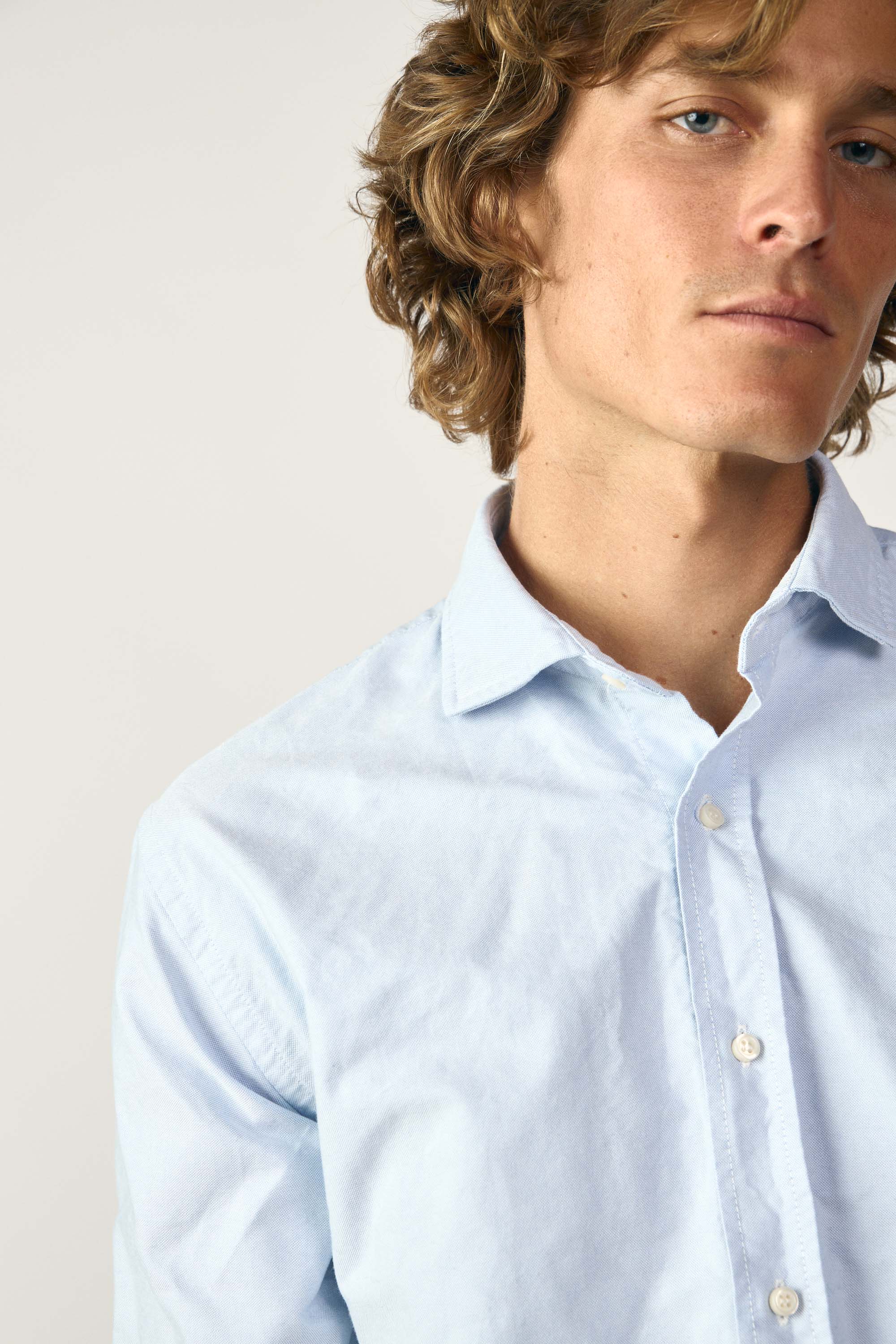 Camisa de Algodón - Oxford Azul Celeste