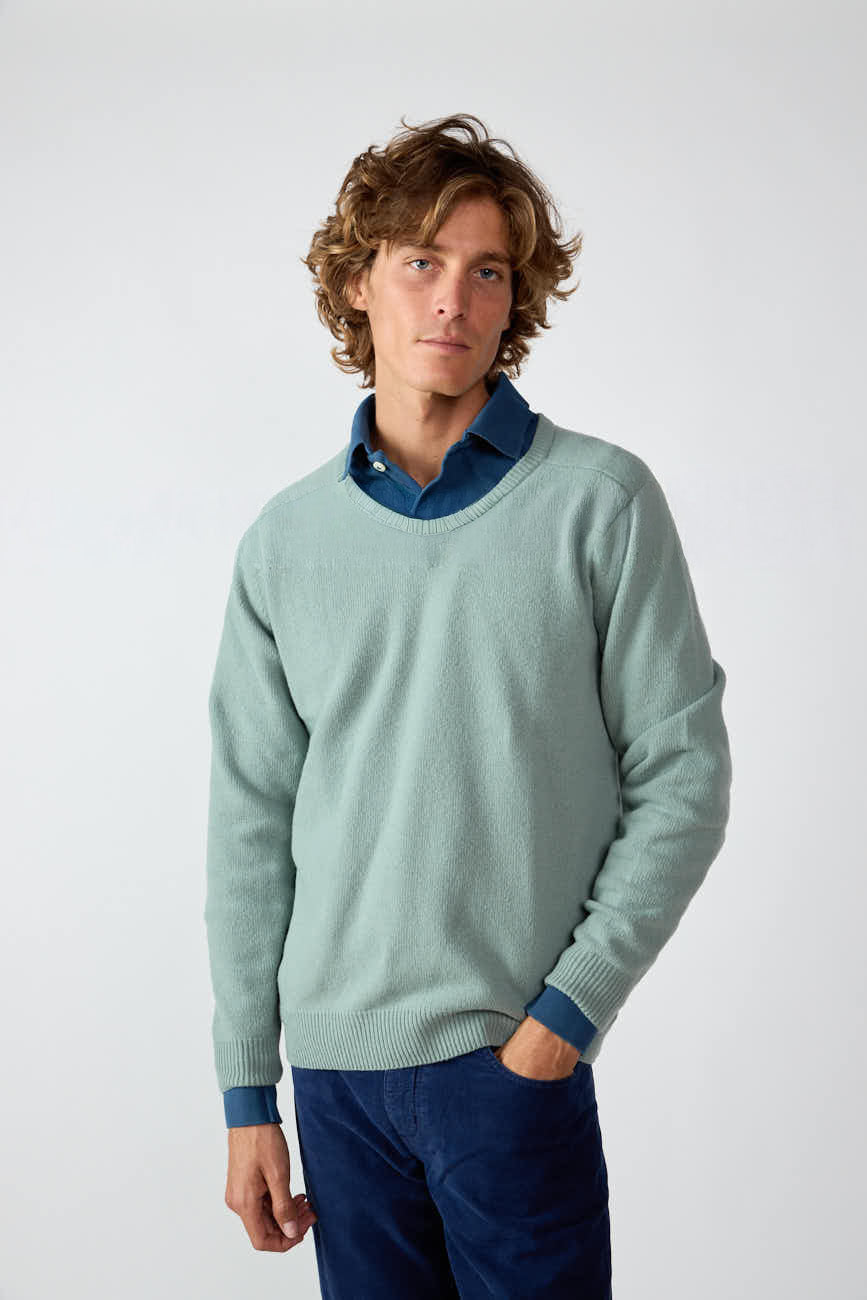 <tc>Sweater</tc> Lambswool V-neck - Aqua Green