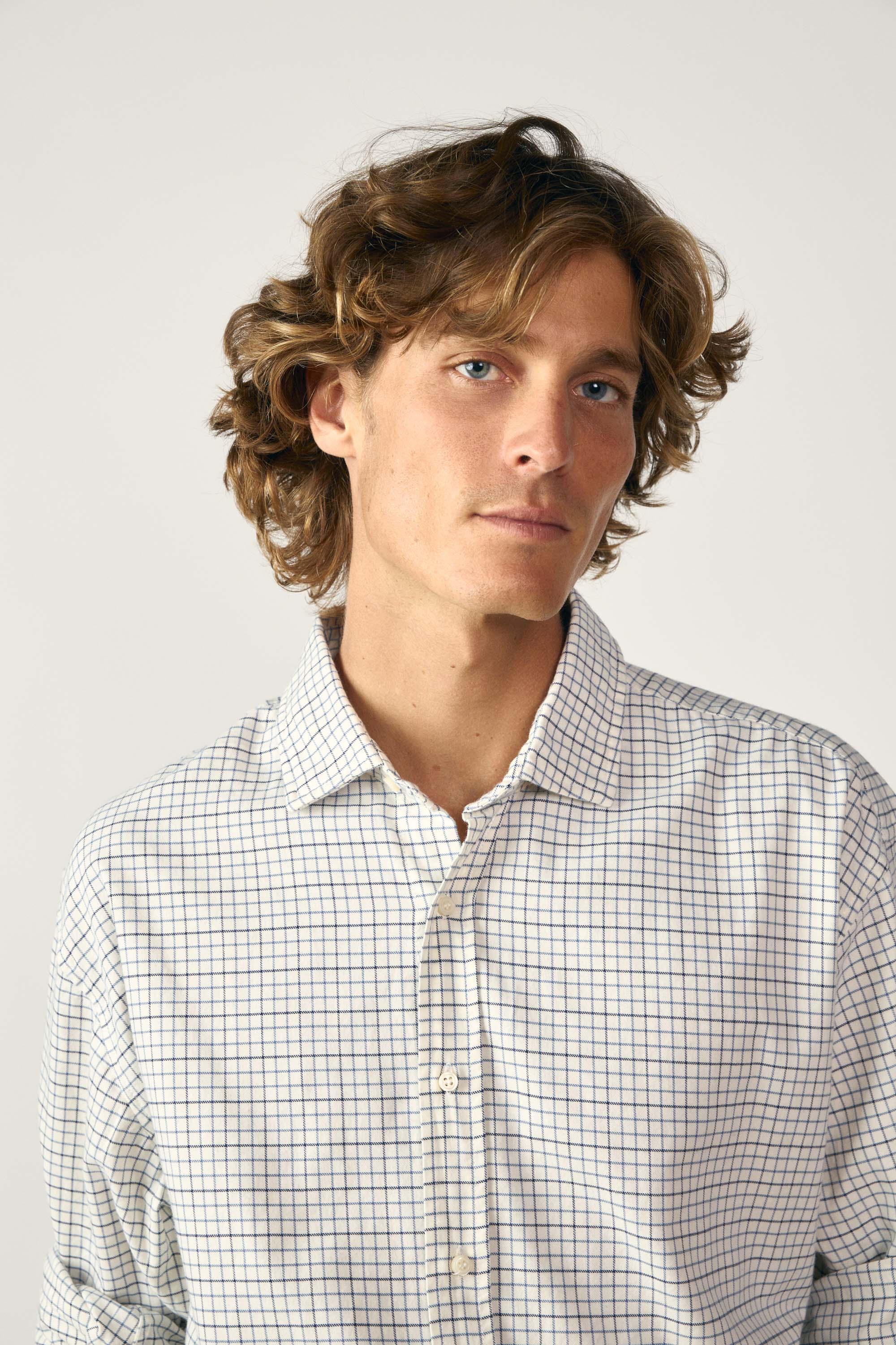 Camisa de Algodón - Viyela Cuadros Azul y Marino