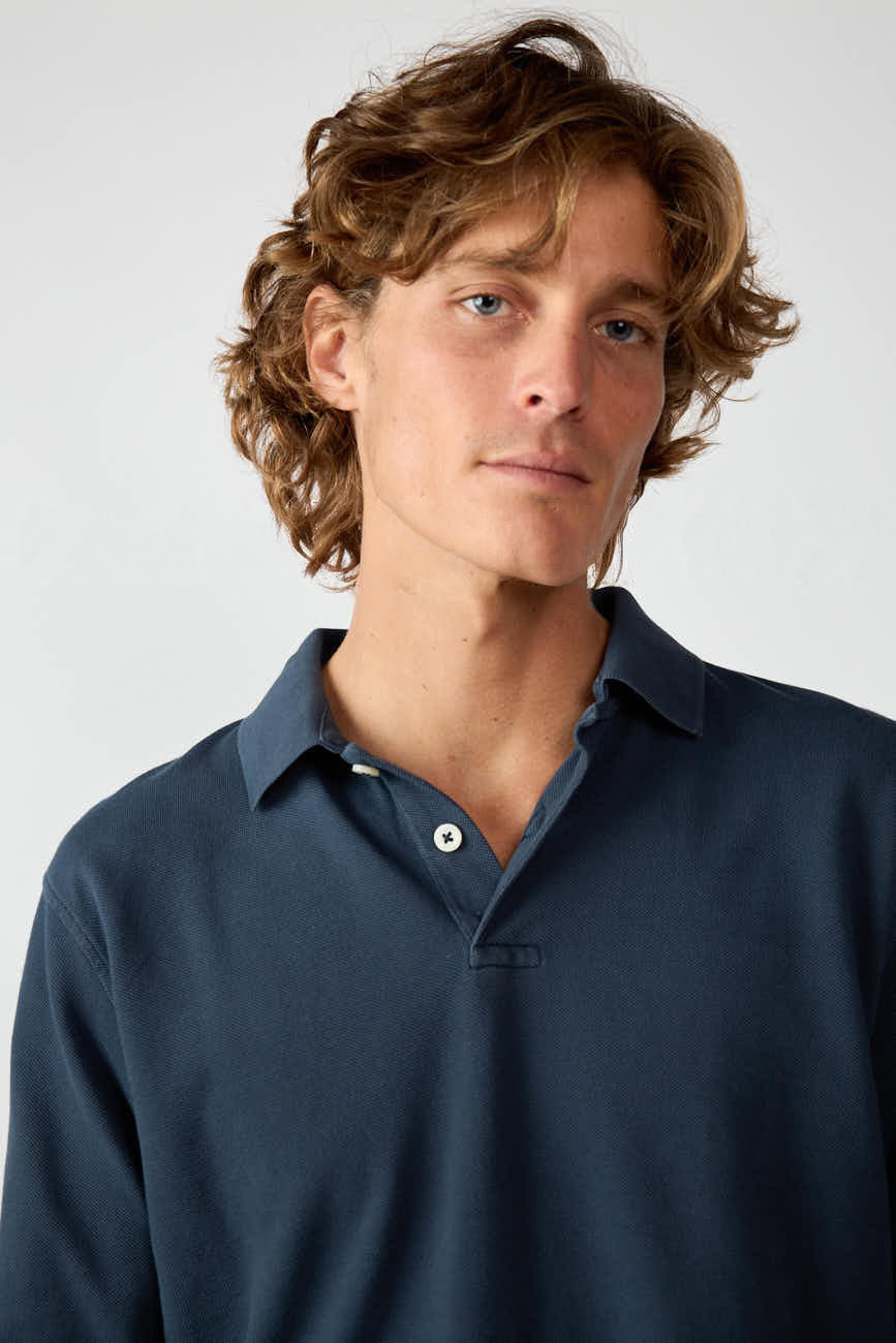 Polo Manga Larga - Azul Marino