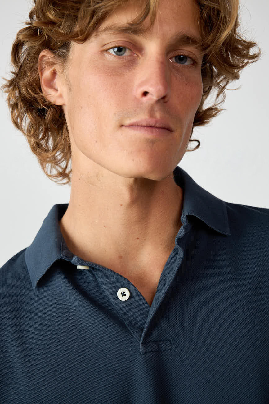 Polo Manga Larga - Azul Marino