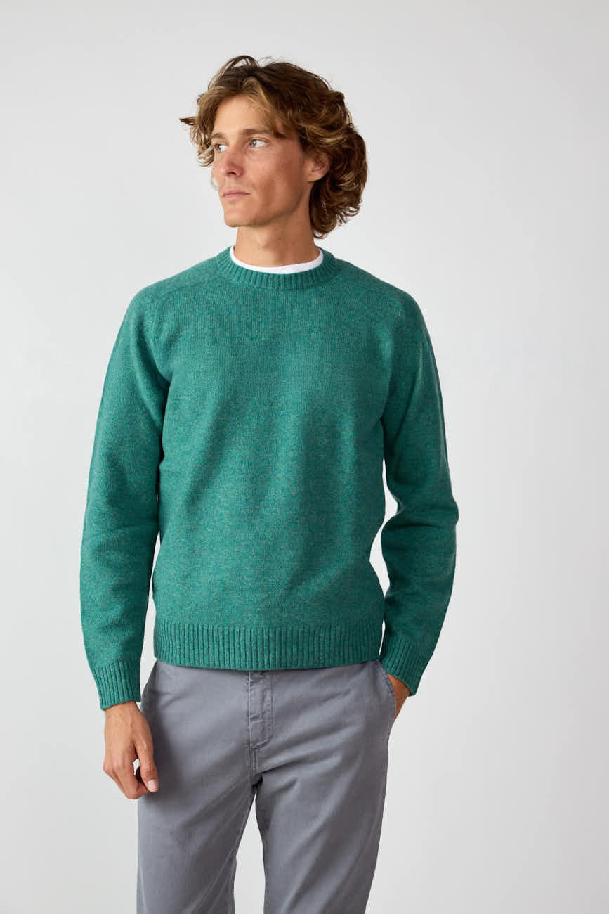 Jersey Cuello Redondo Shetland - Verde Celeste