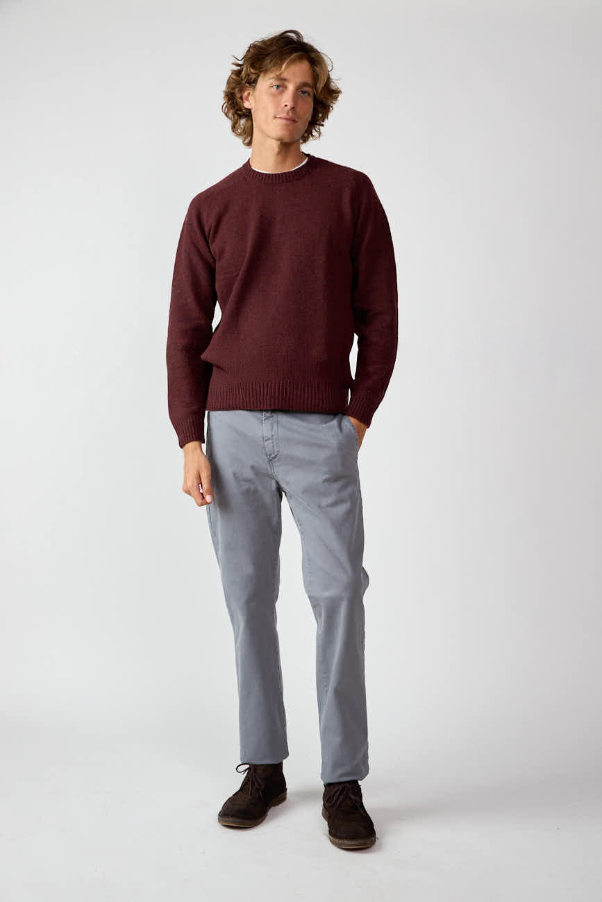 Jersey Cuello Redondo Shetland - Burdeos Jaspeado