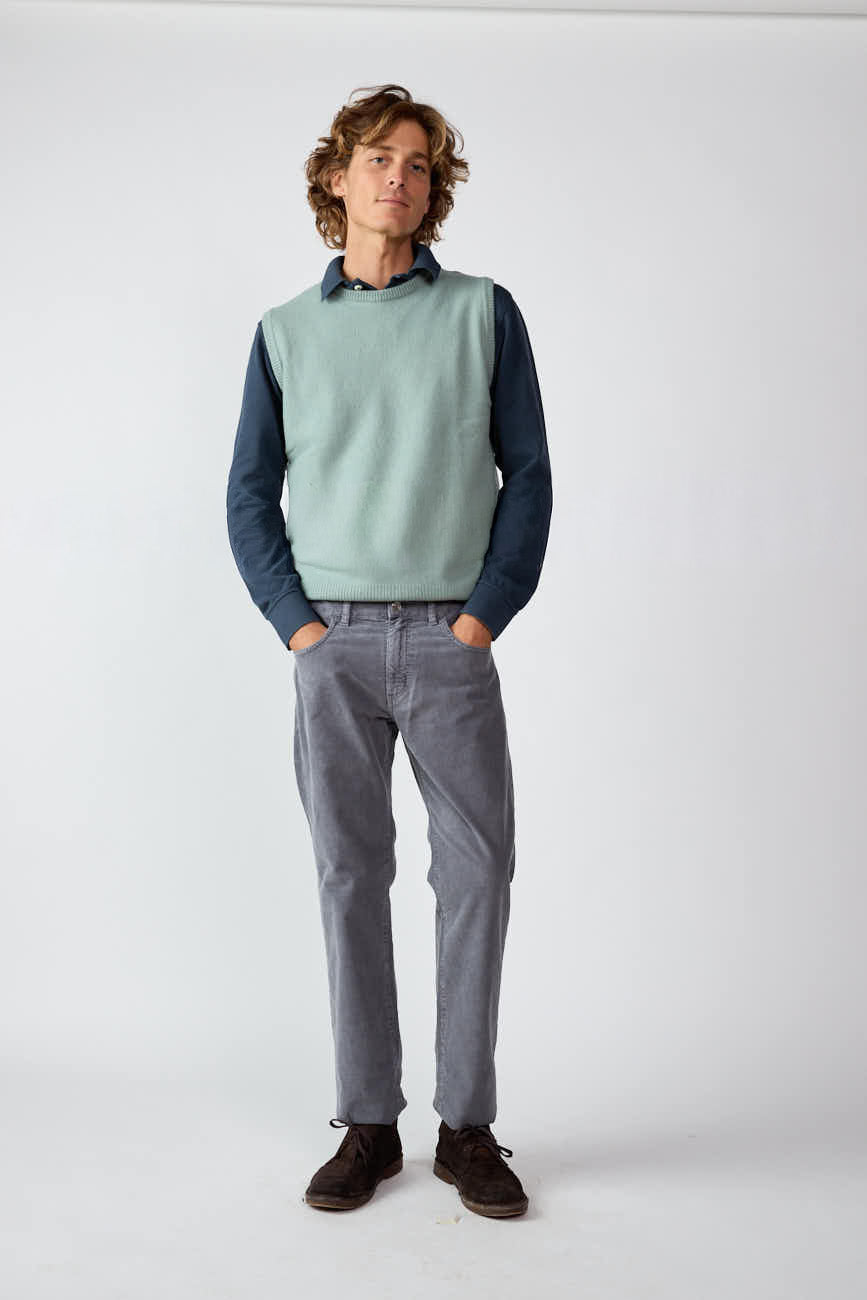 Chaleco Cuello Redondo Lambswool - Verde Agua