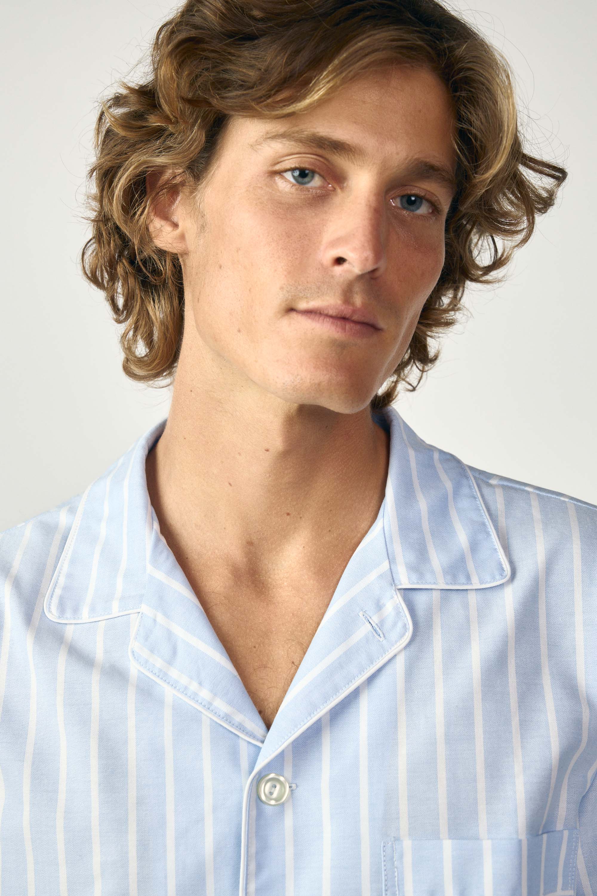 Pijama - Oxford Azul Celeste y Rayas