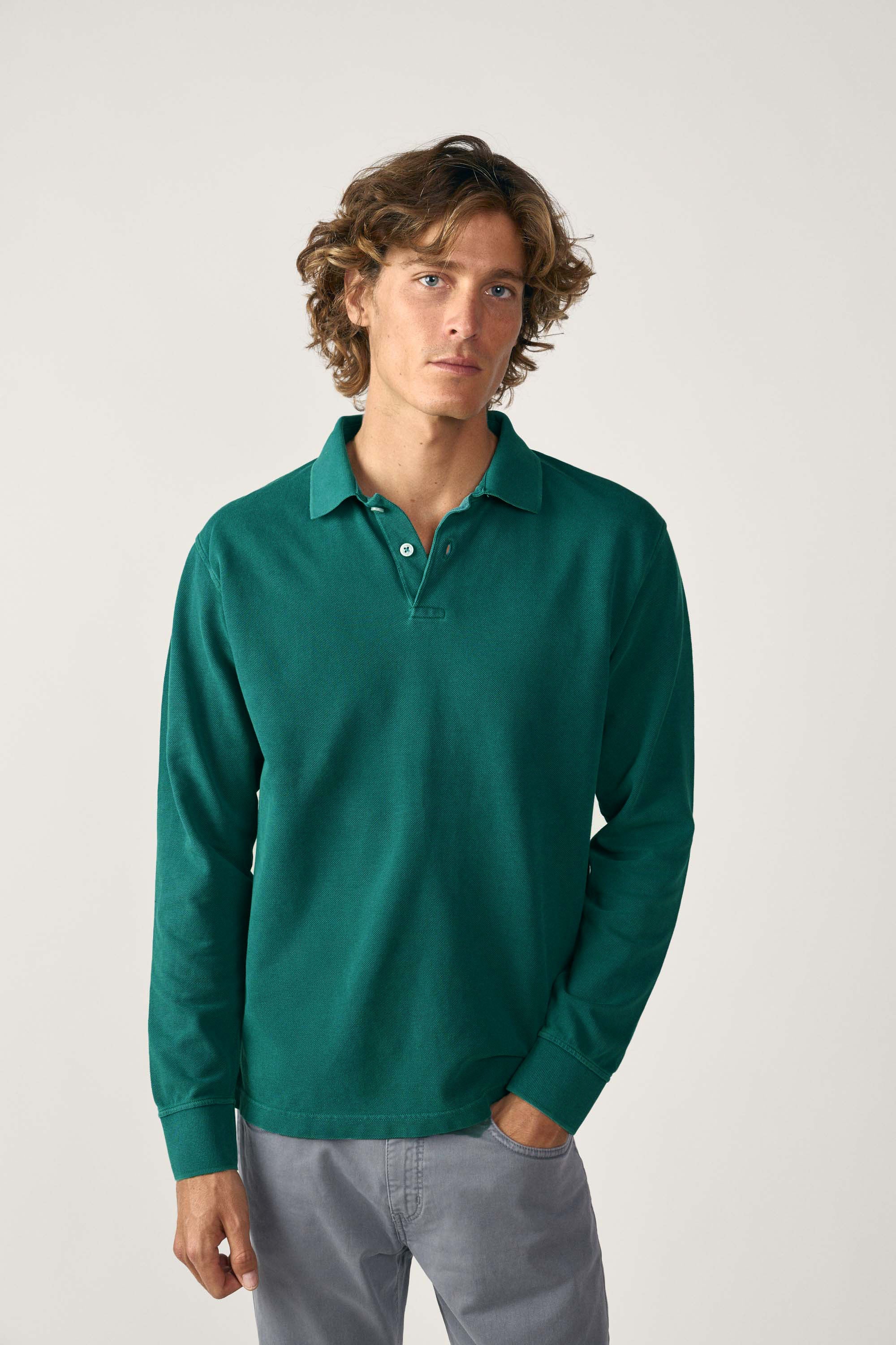 Polo Manga Larga - Verde Botella
