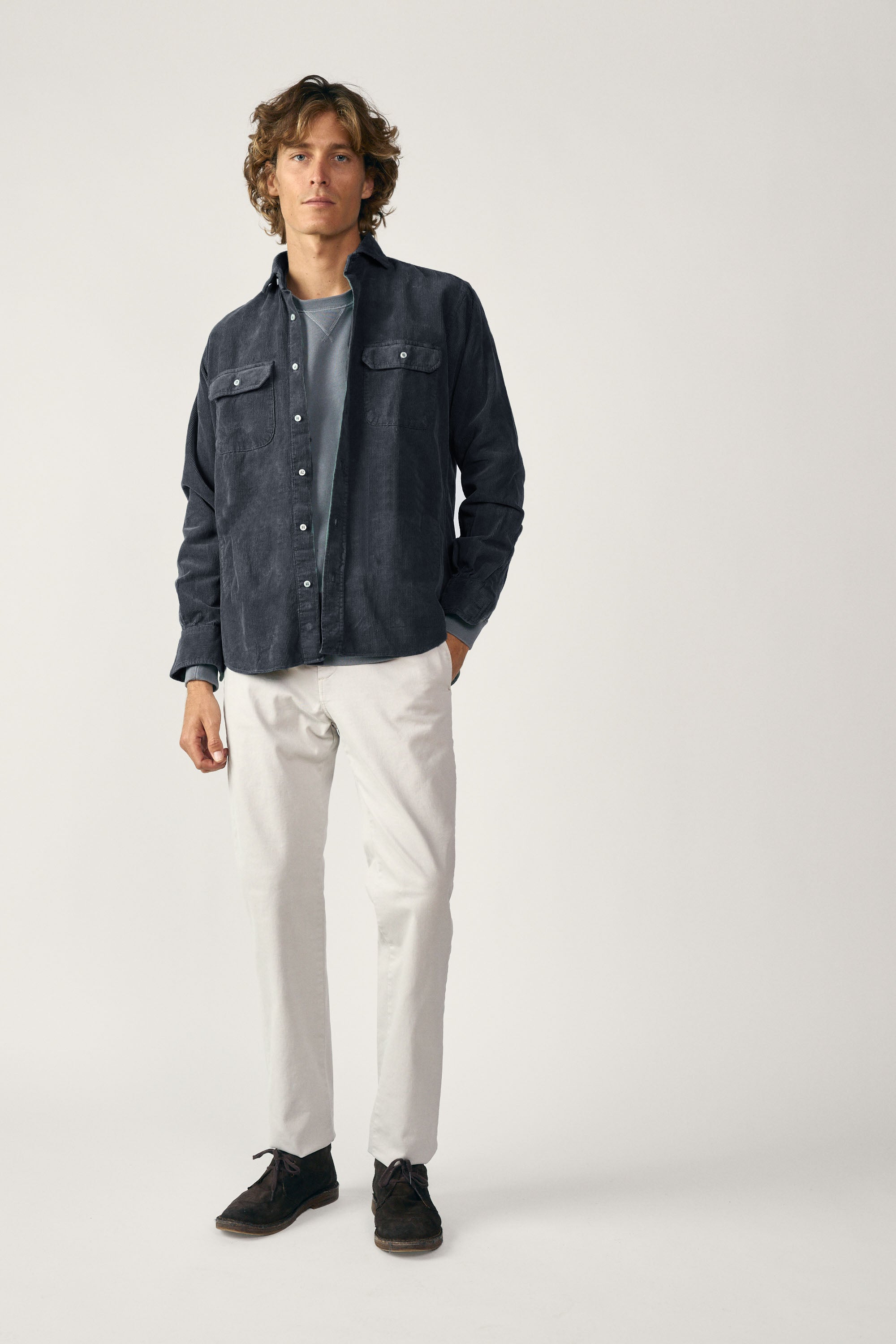 Camisa de Pana Dos Bolsillos - Azul Marino