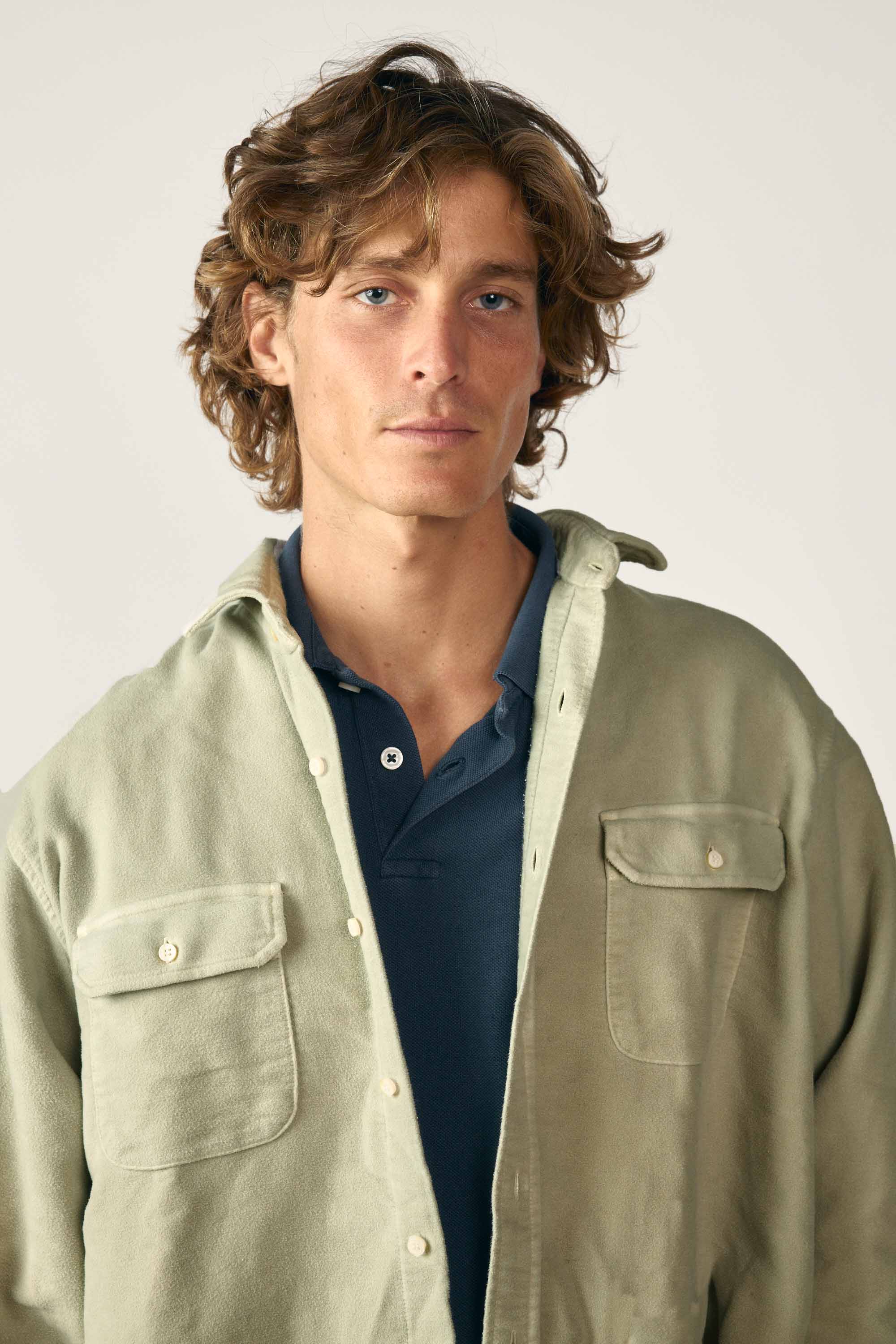 Camisa de Velvetón Cuatro Bolsillos - Verde Claro