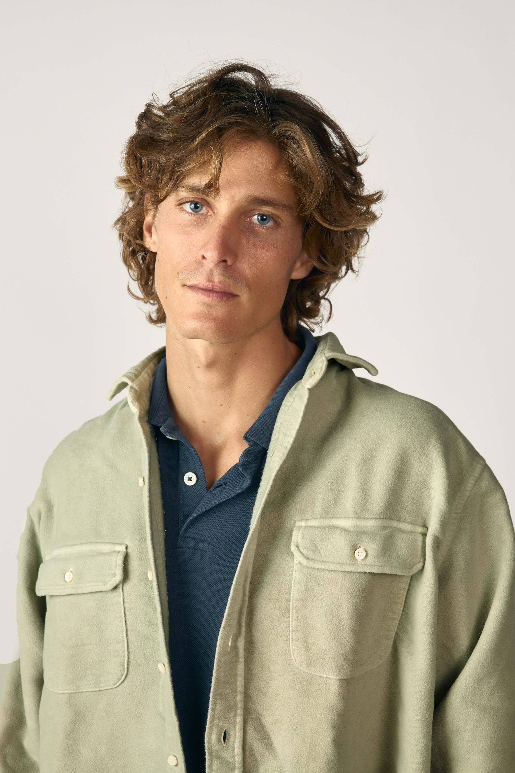 Camisa de Velvetón Cuatro Bolsillos - Verde Claro