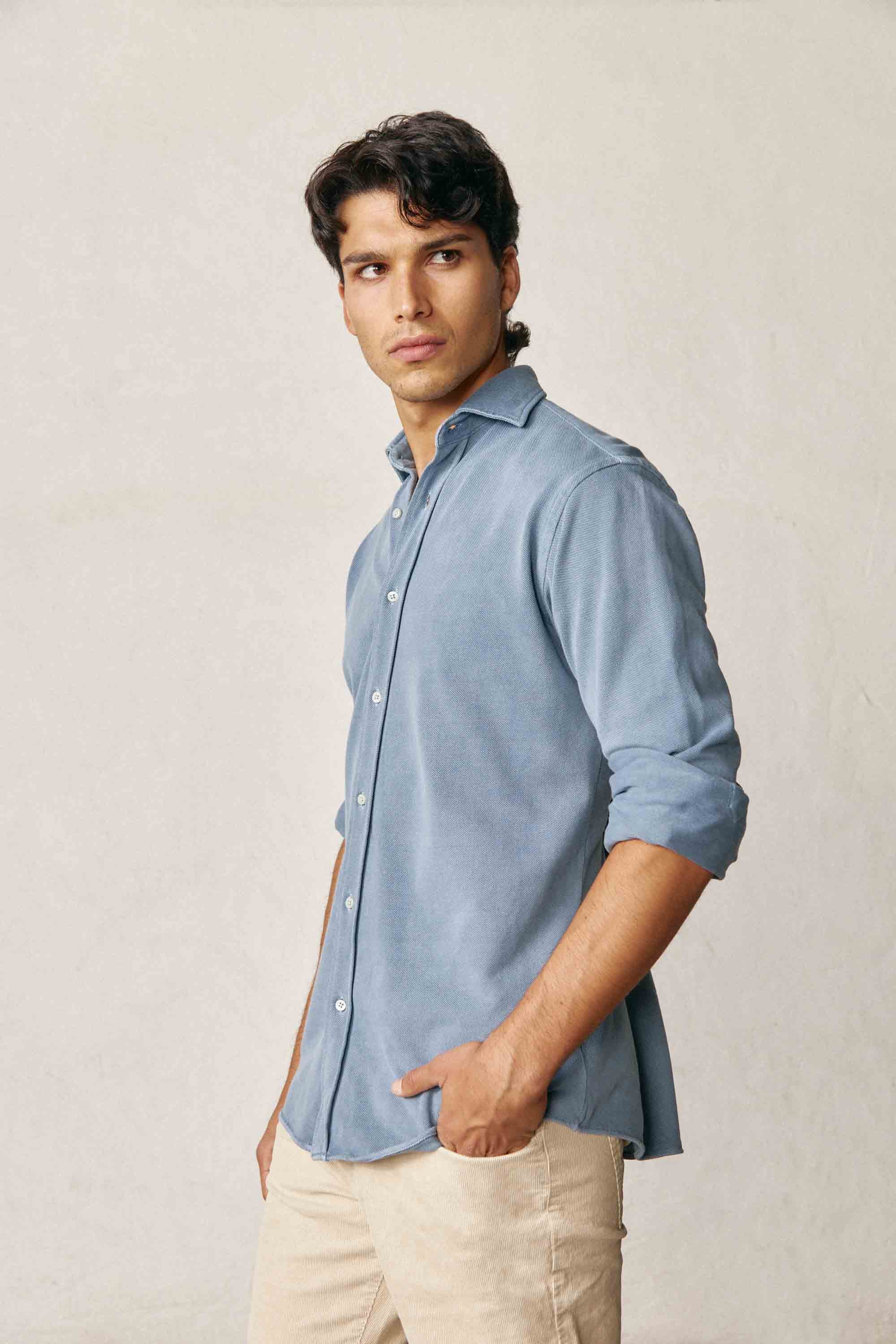 Camisa de Piqué - Azul Petróleo