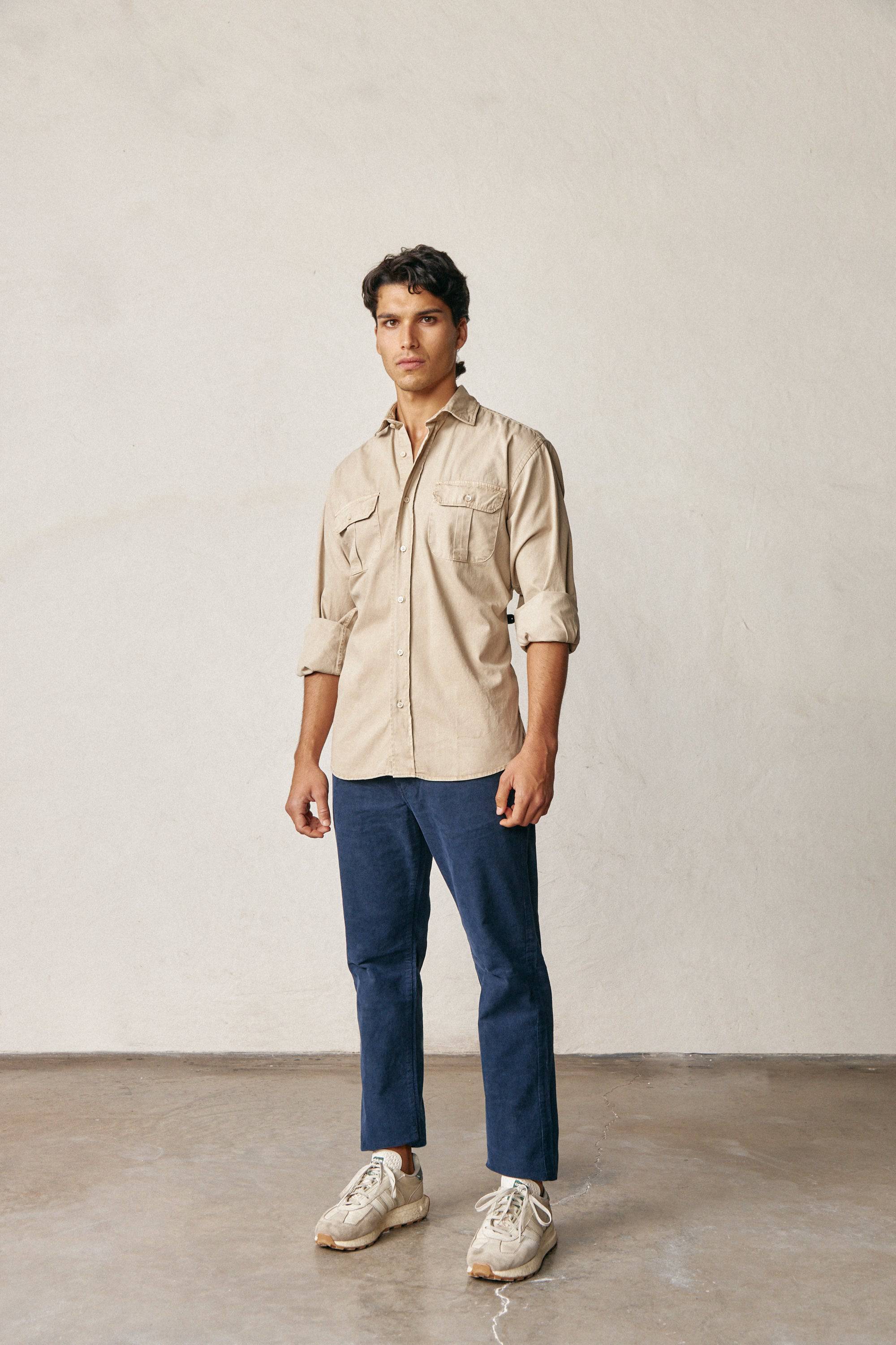 Camisa de Popelín Dos Bolsillos - Beige Tostado - Fernando de Cárcer