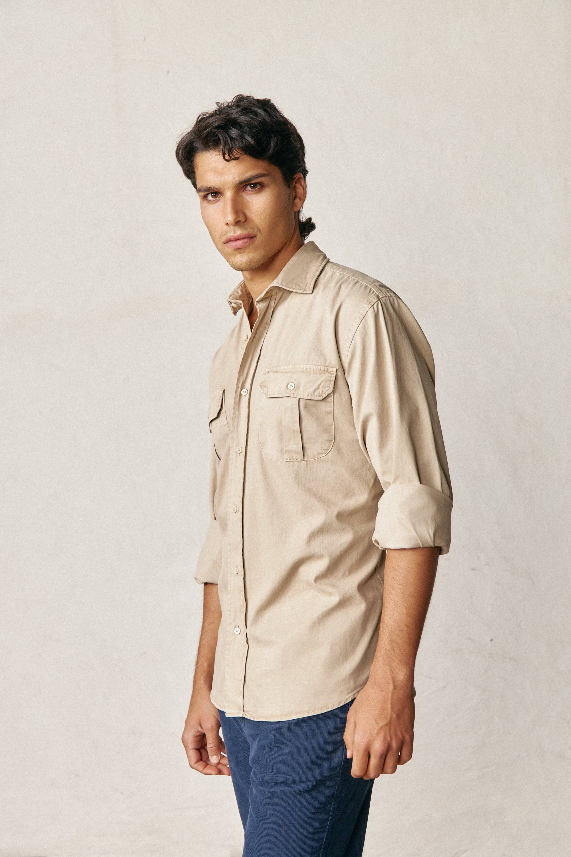 Camisa de Popelín Dos Bolsillos - Beige Tostado - Fernando de Cárcer
