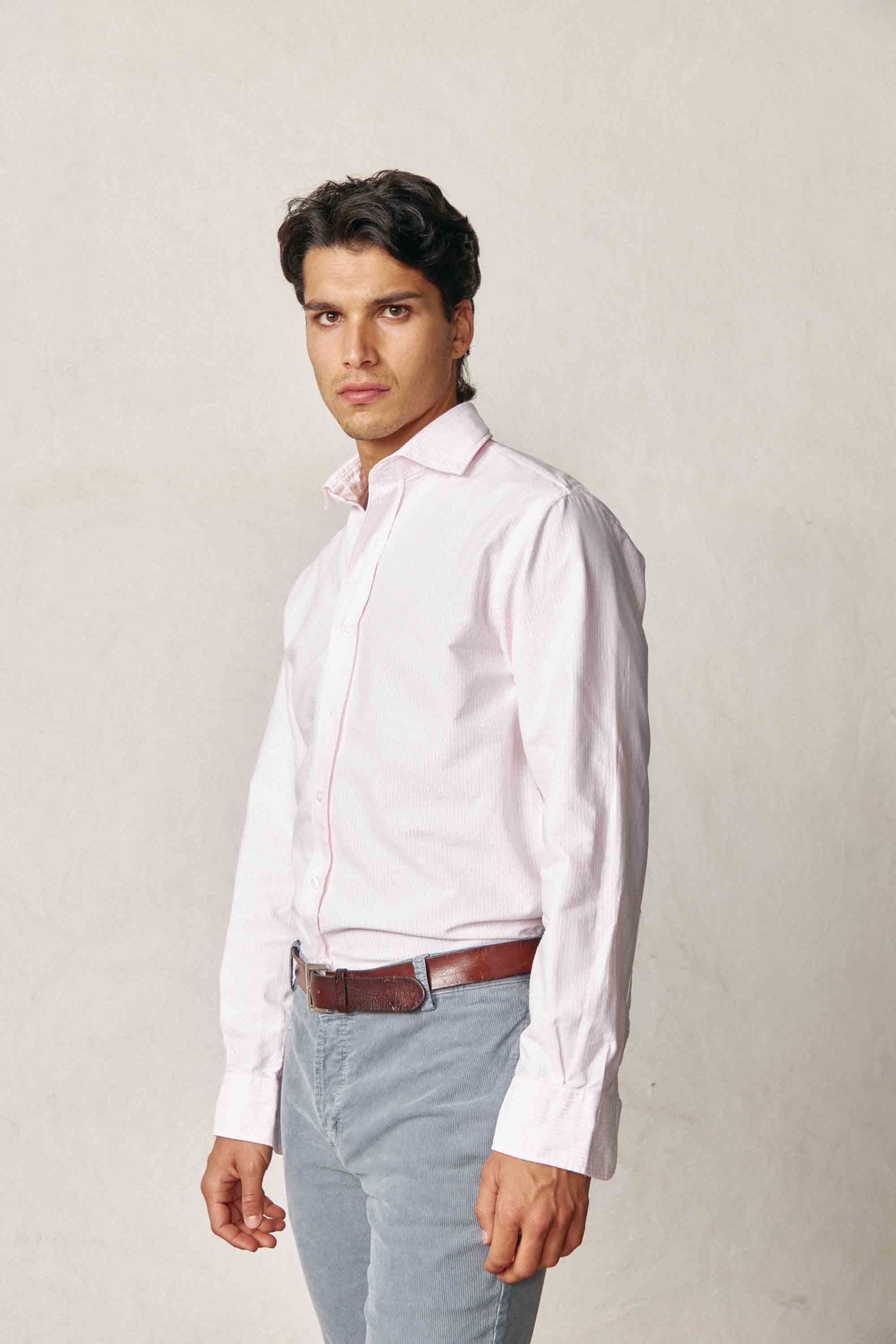 Camisa de Algodón - Rayas Rosas y Blancas - Fernando de Cárcer