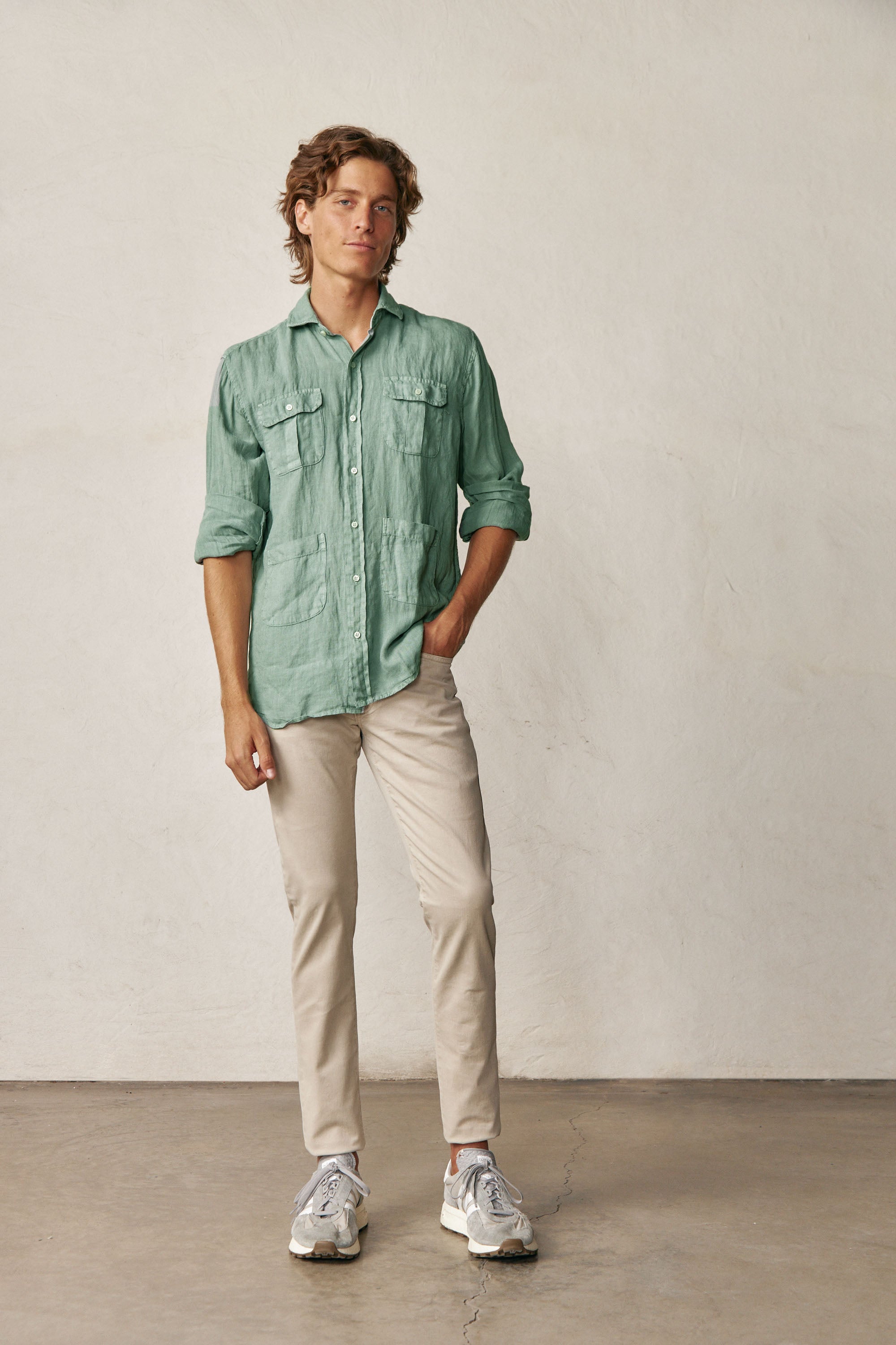 Camisa Guayabera de Lino - Verde - Fernando de Cárcer