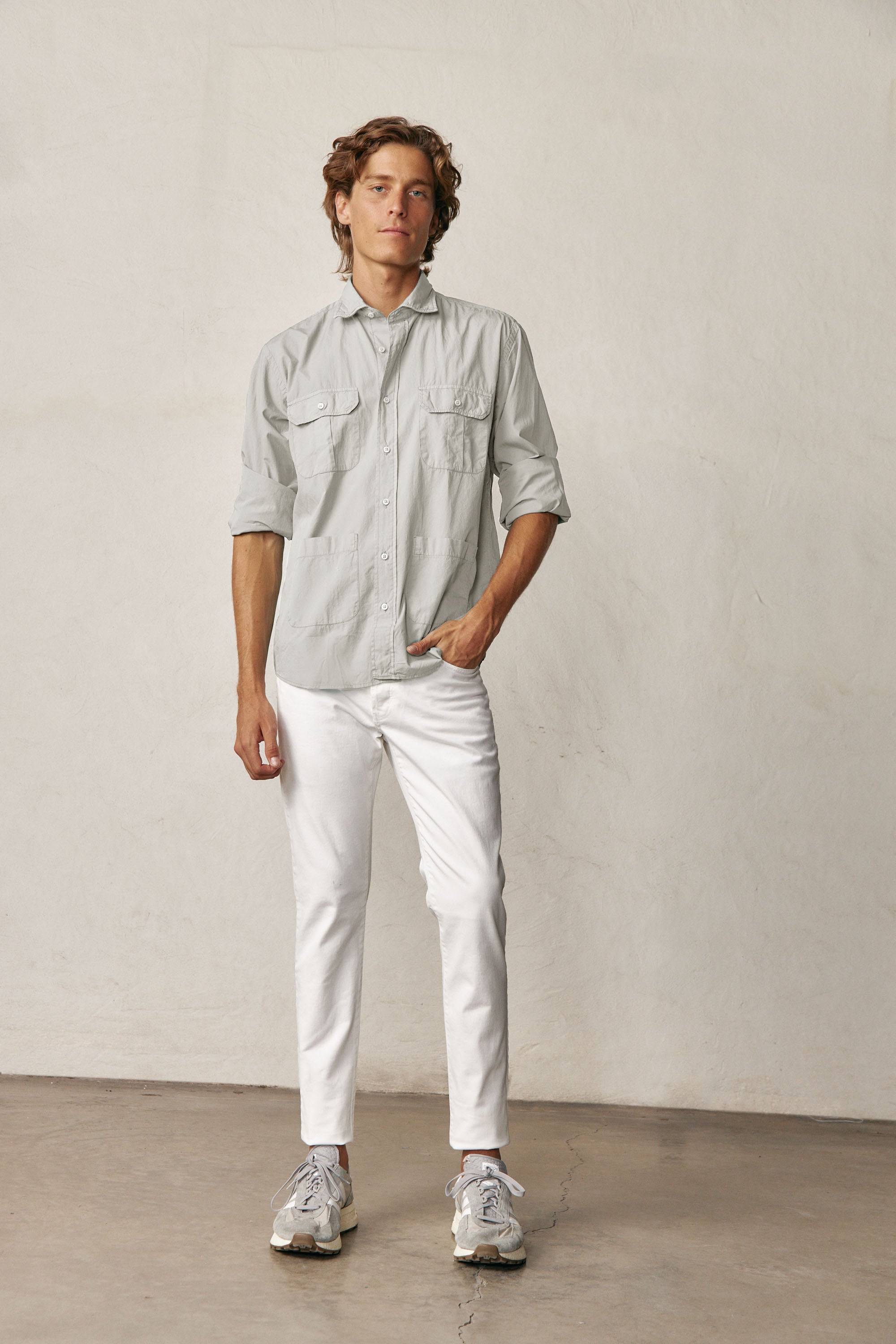 Camisa Guayabera de Popelin - Hielo - Fernando de Cárcer
