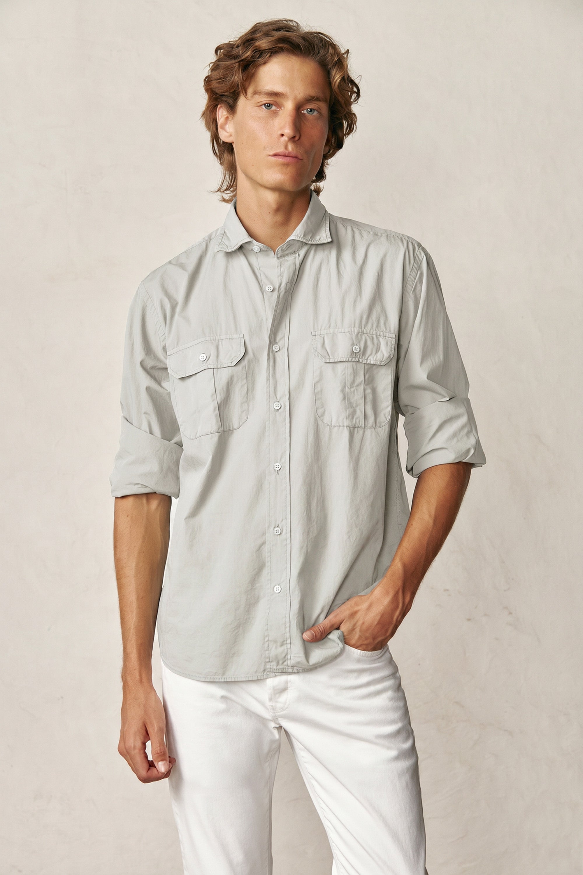 Camisa de Popelín Dos Bolsillos - Piedra Claro - Fernando de Cárcer