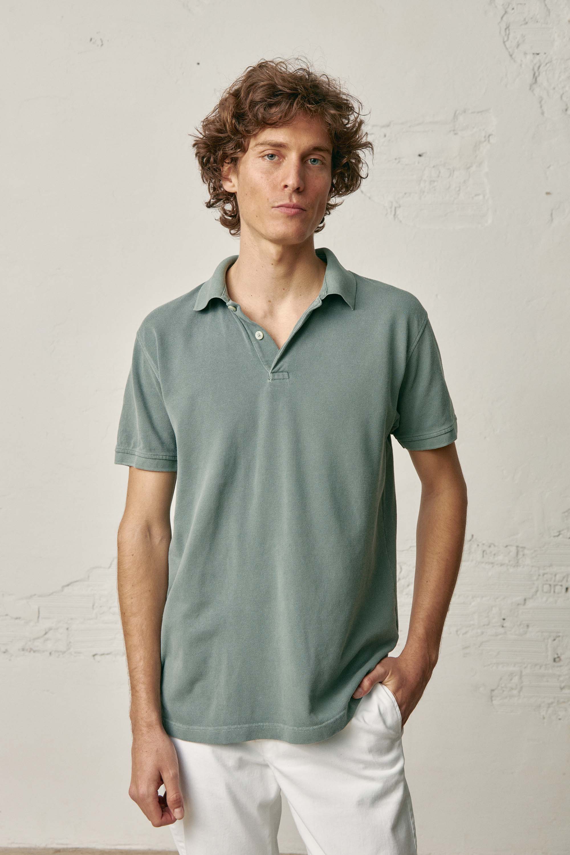 Polo Manga Corta - Verde Lavado - Fernando de Cárcer
