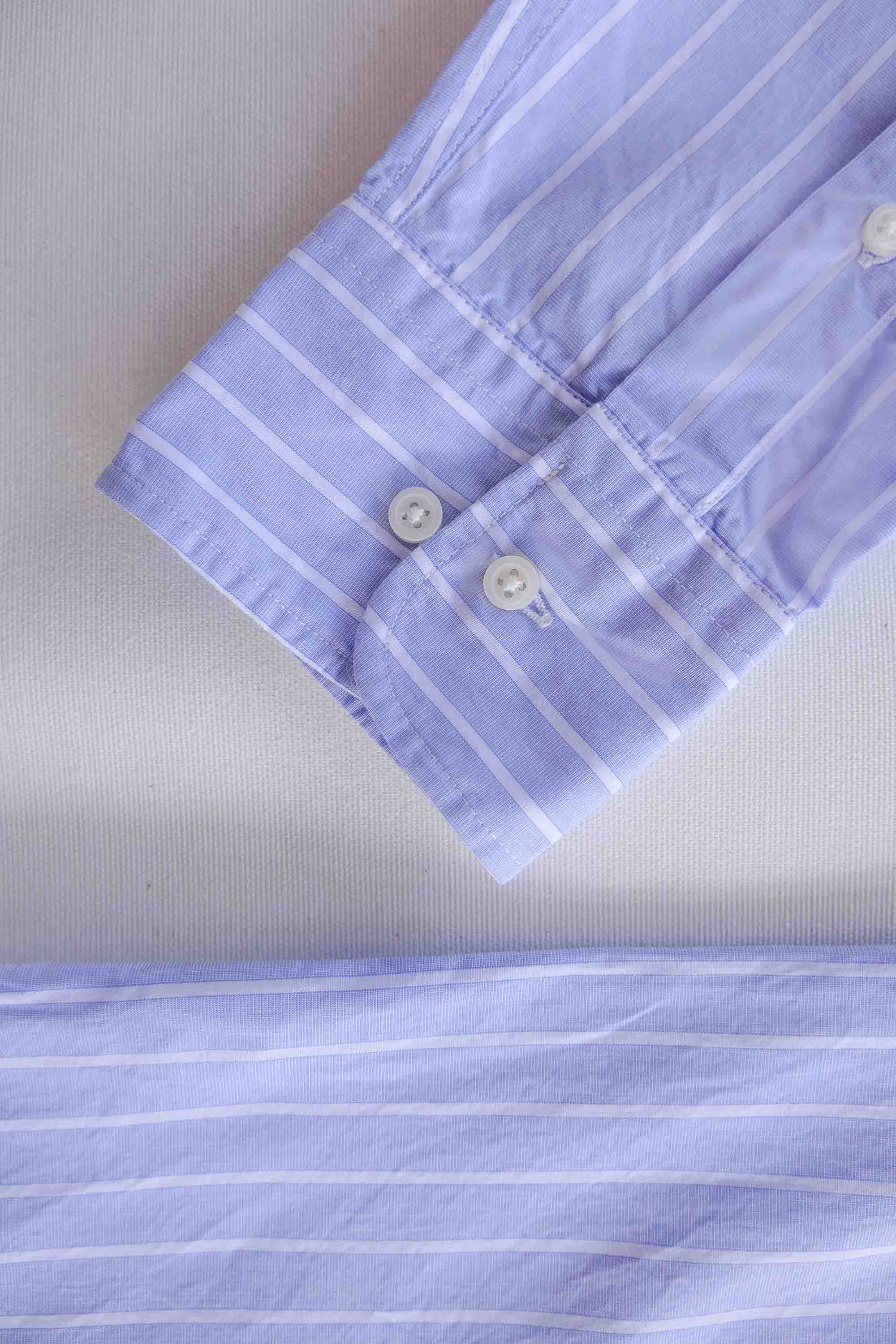 Polera de Algodón - Rayas Azul y Blanco - Fernando de Cárcer