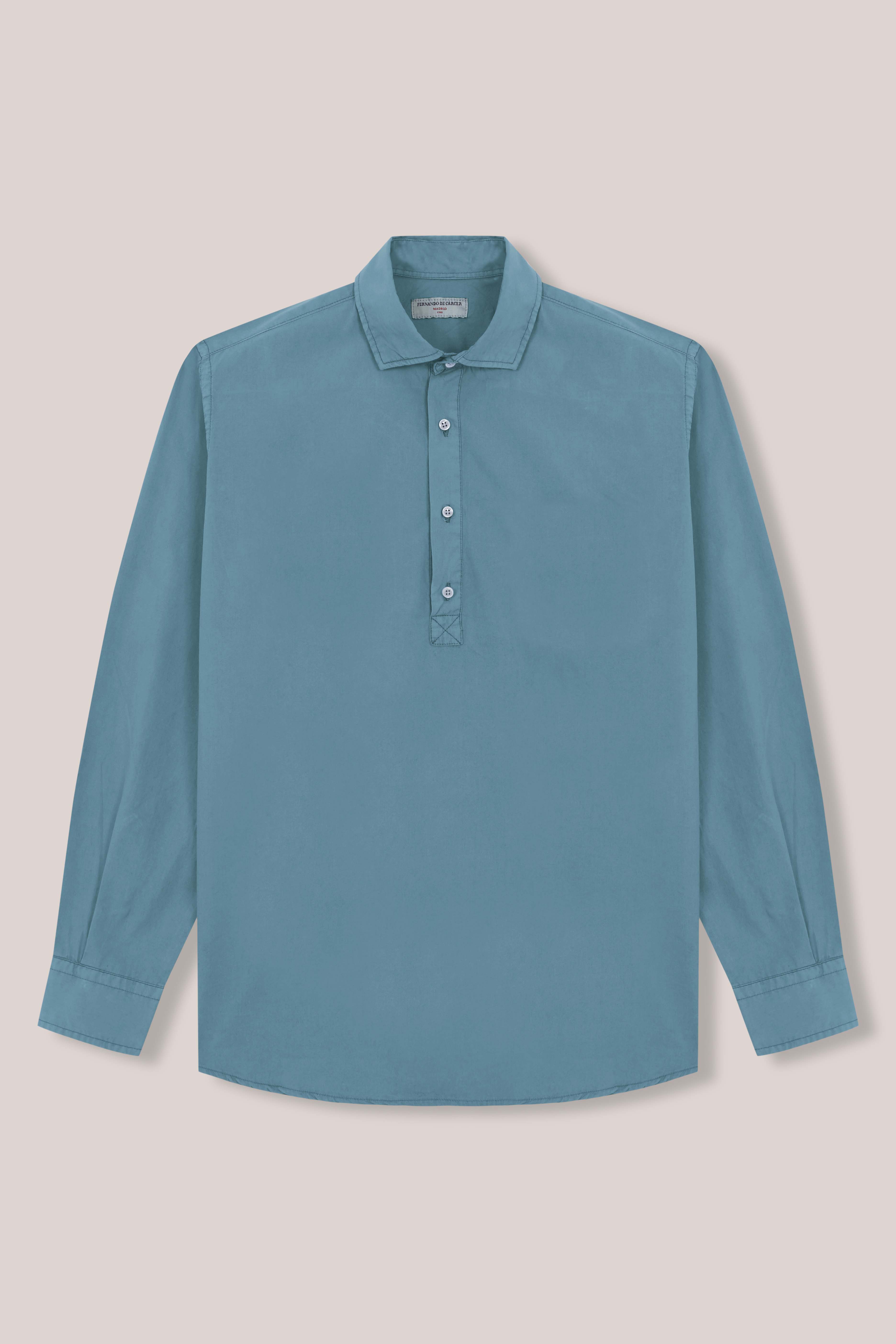 Polera de Popelín - Azul Turquesa - Fernando de Cárcer
