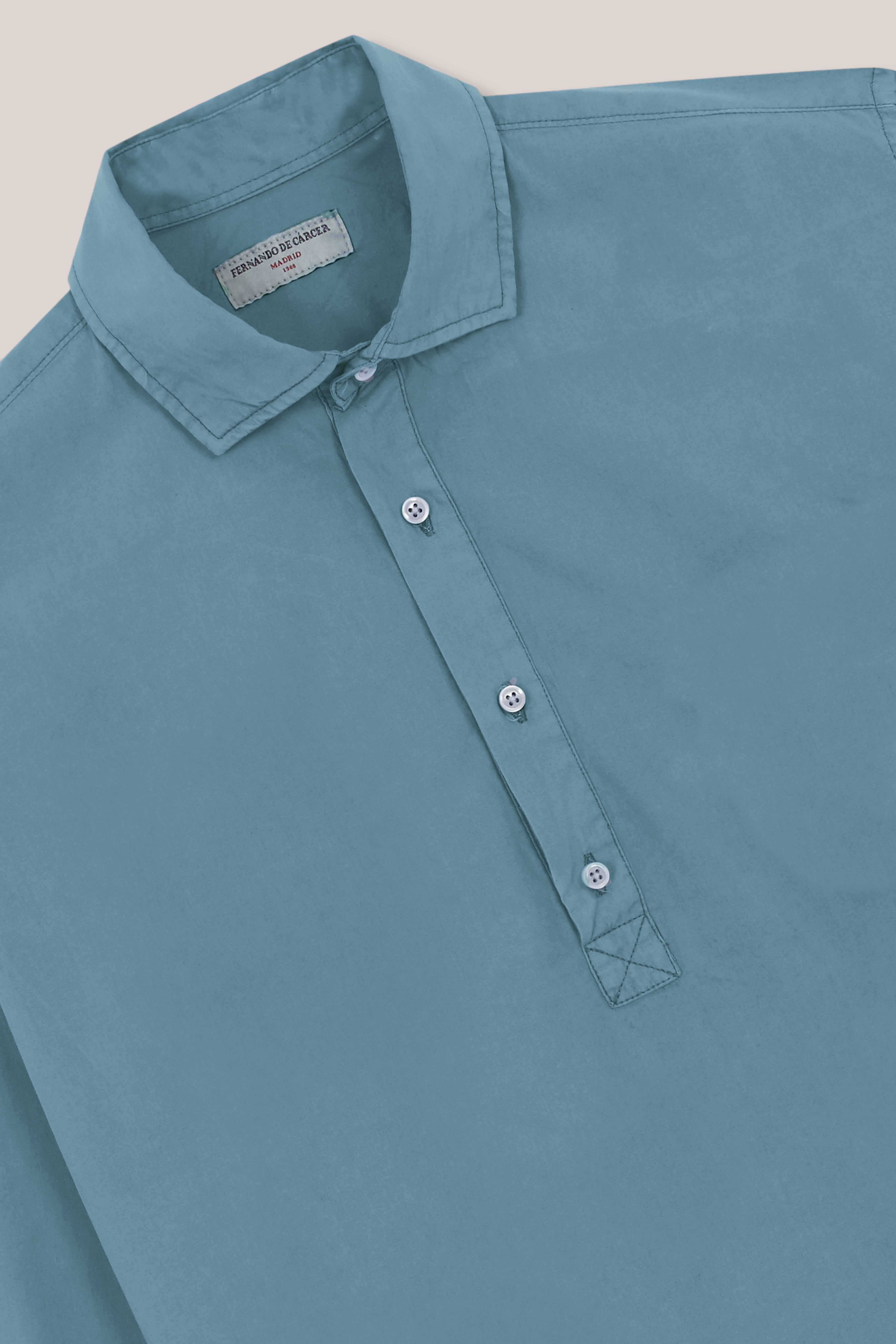 Polera de Popelín - Azul Turquesa - Fernando de Cárcer