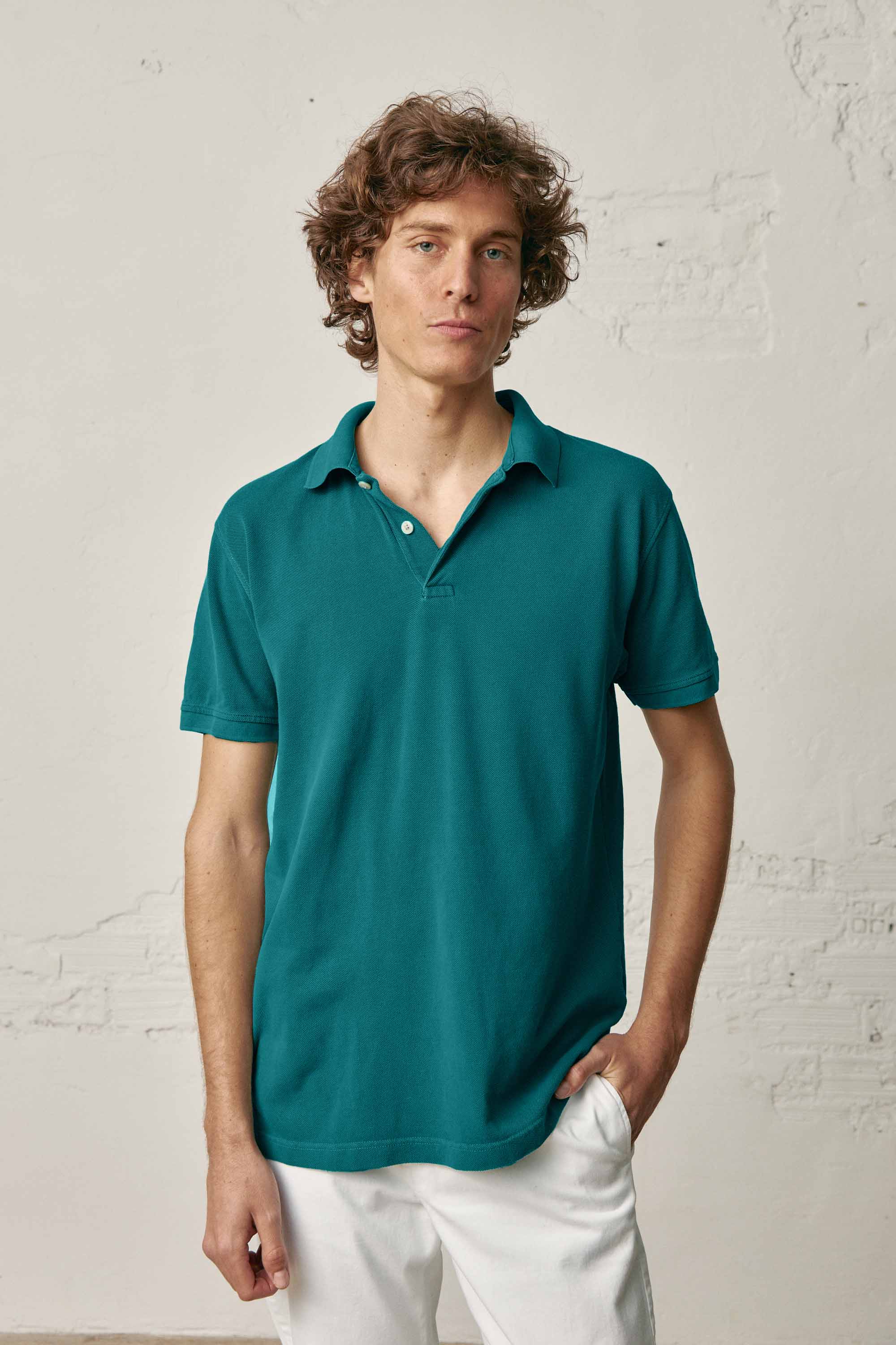Polo Manga Corta - Verde Petróleo - Fernando de Cárcer