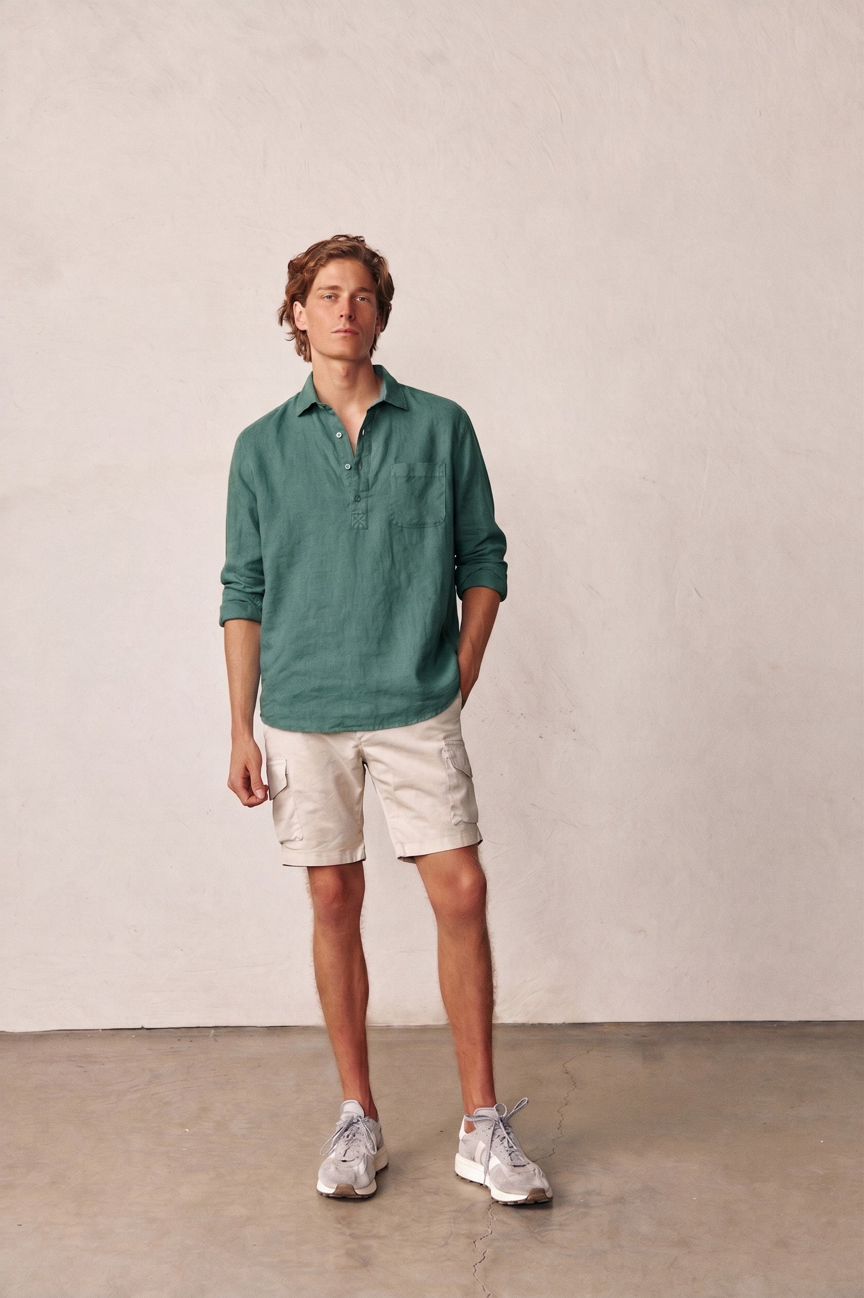 Polera de Lino - Verde (bolsillo) - Fernando de Cárcer