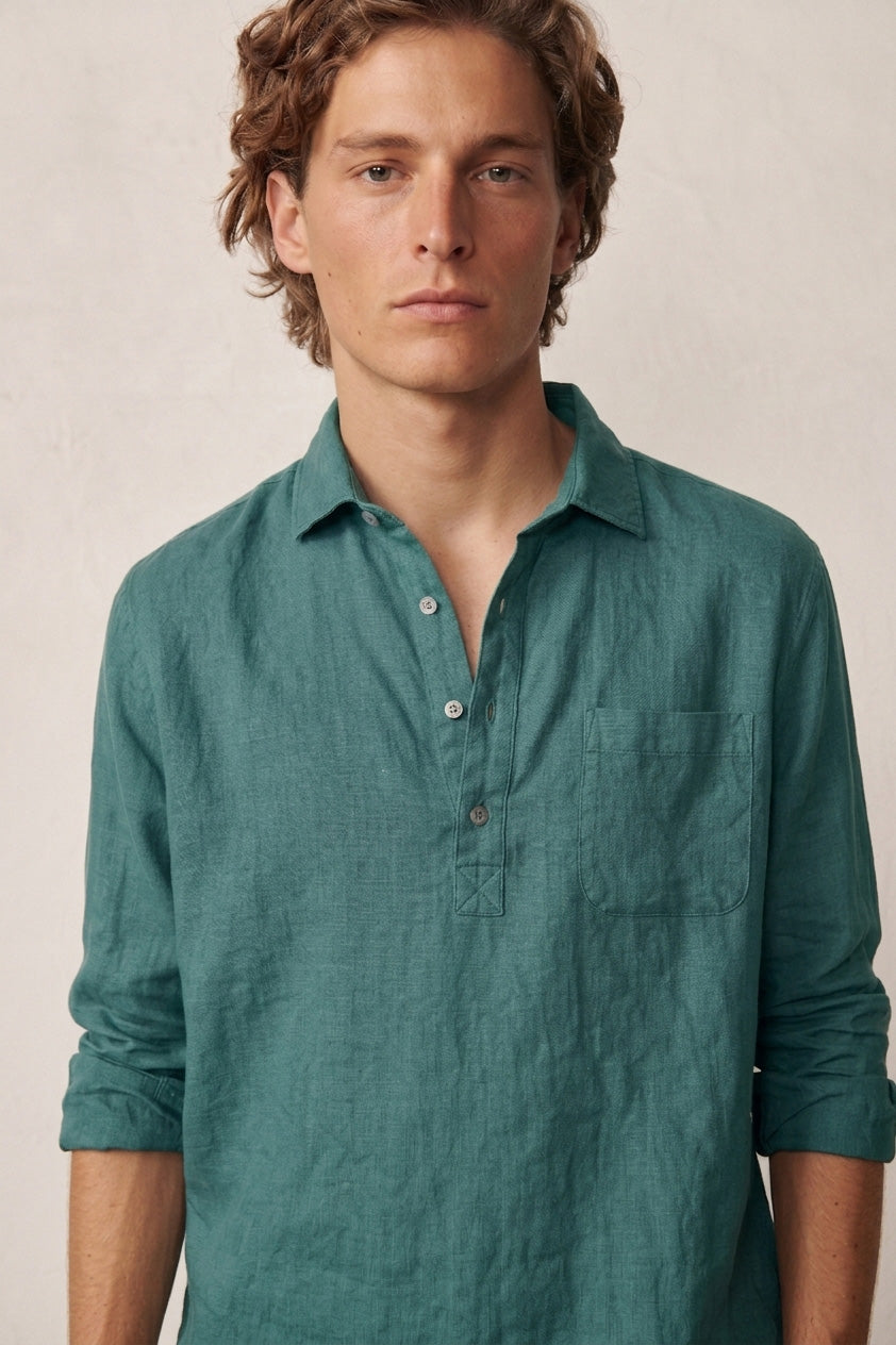 Polera de Lino - Verde (bolsillo) - Fernando de Cárcer