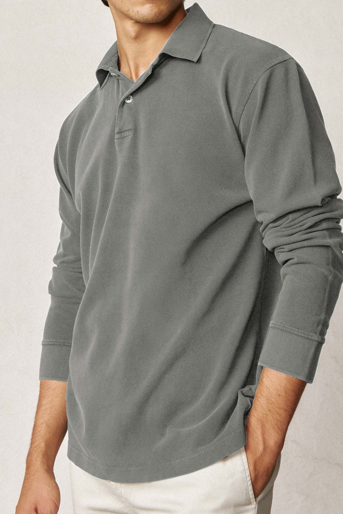 Polo Manga Larga - Gris Plomo